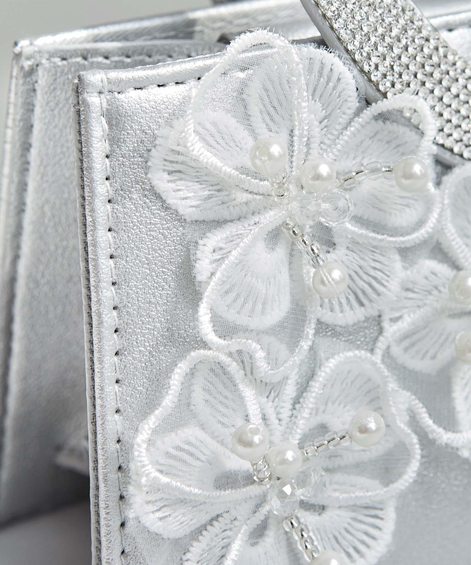 【一部当日発送】フラワービジューラウンドハンドル2wayバッグ