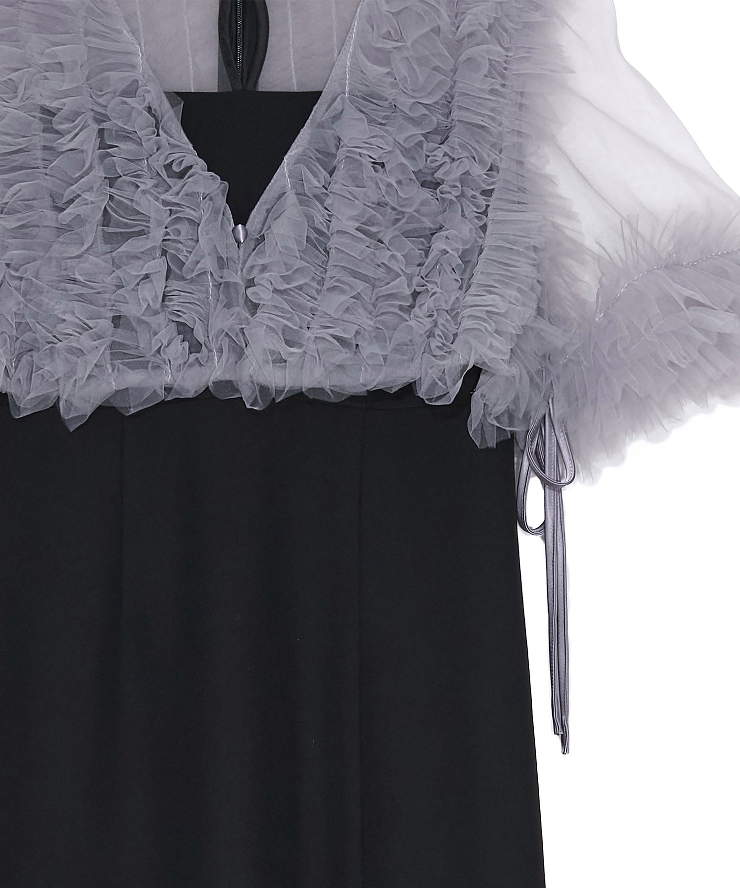 当日発送】チュールフリルビスチェIラインワンピースドレス