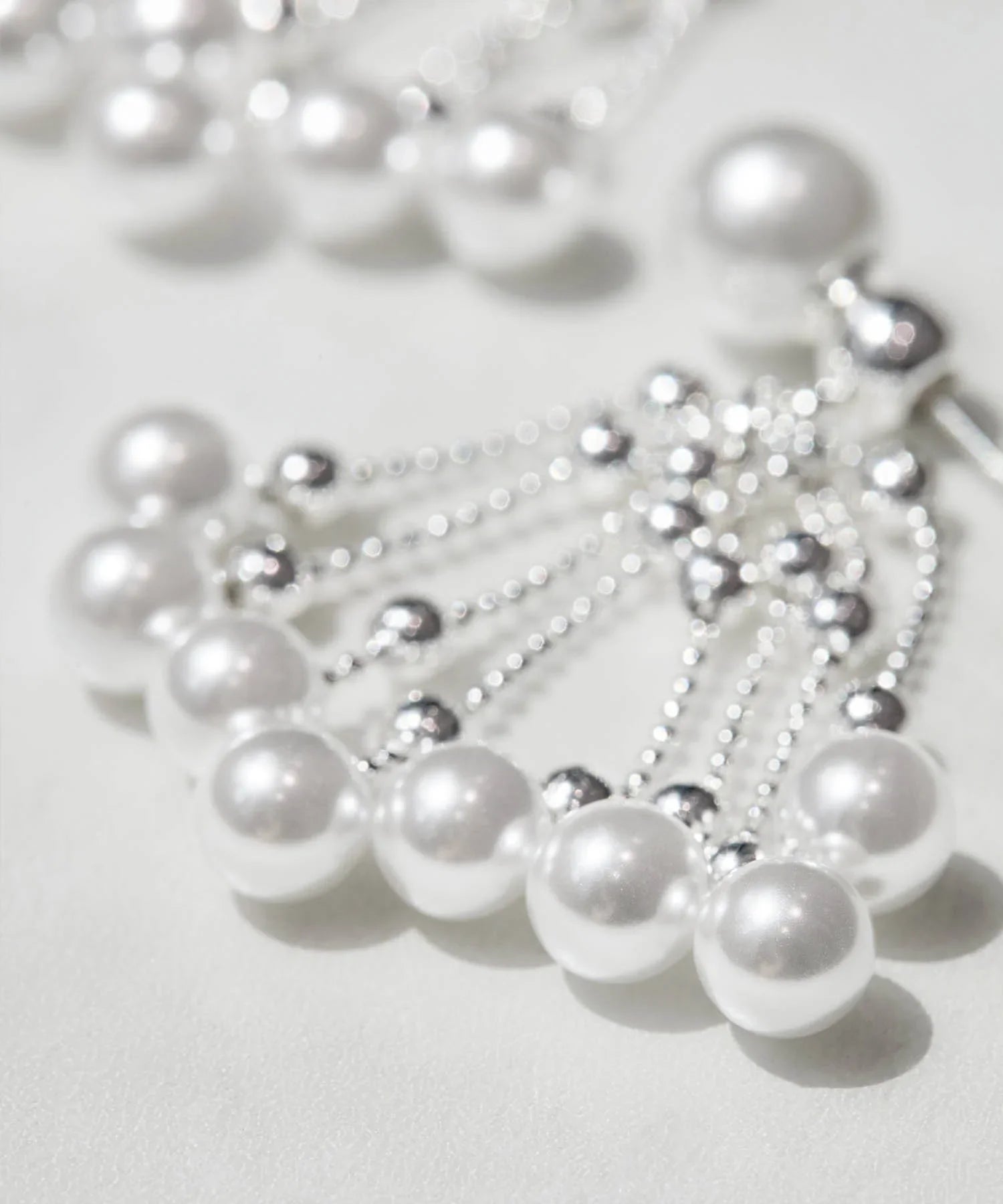 【当日発送】シルバーボールチェーンパールドロップピアス