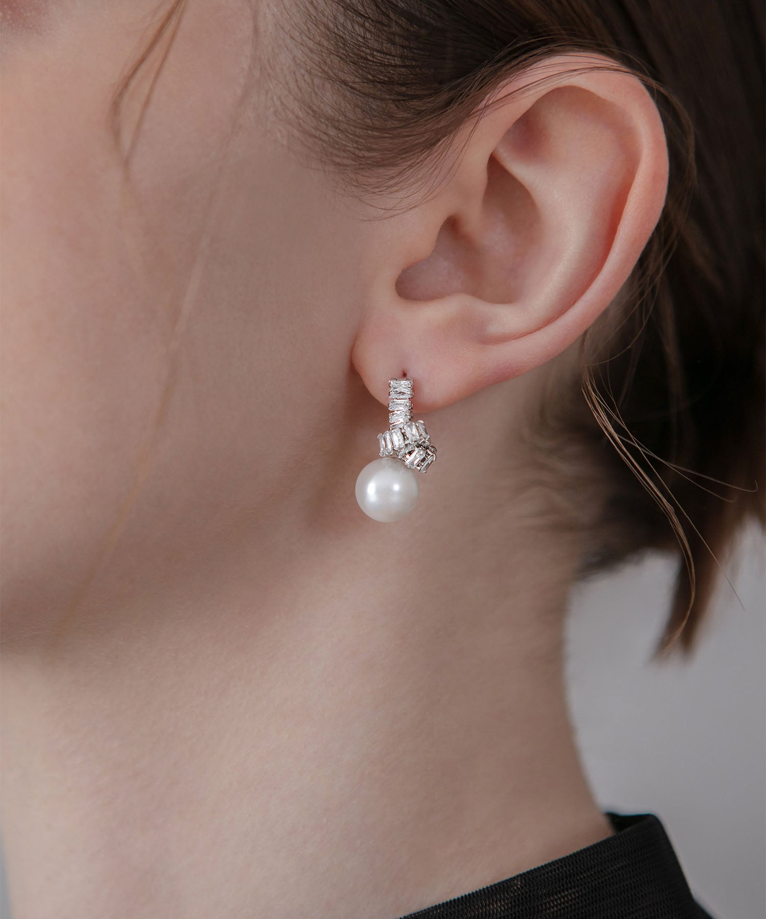 【当日発送】ツイストビジュードロップパールピアス