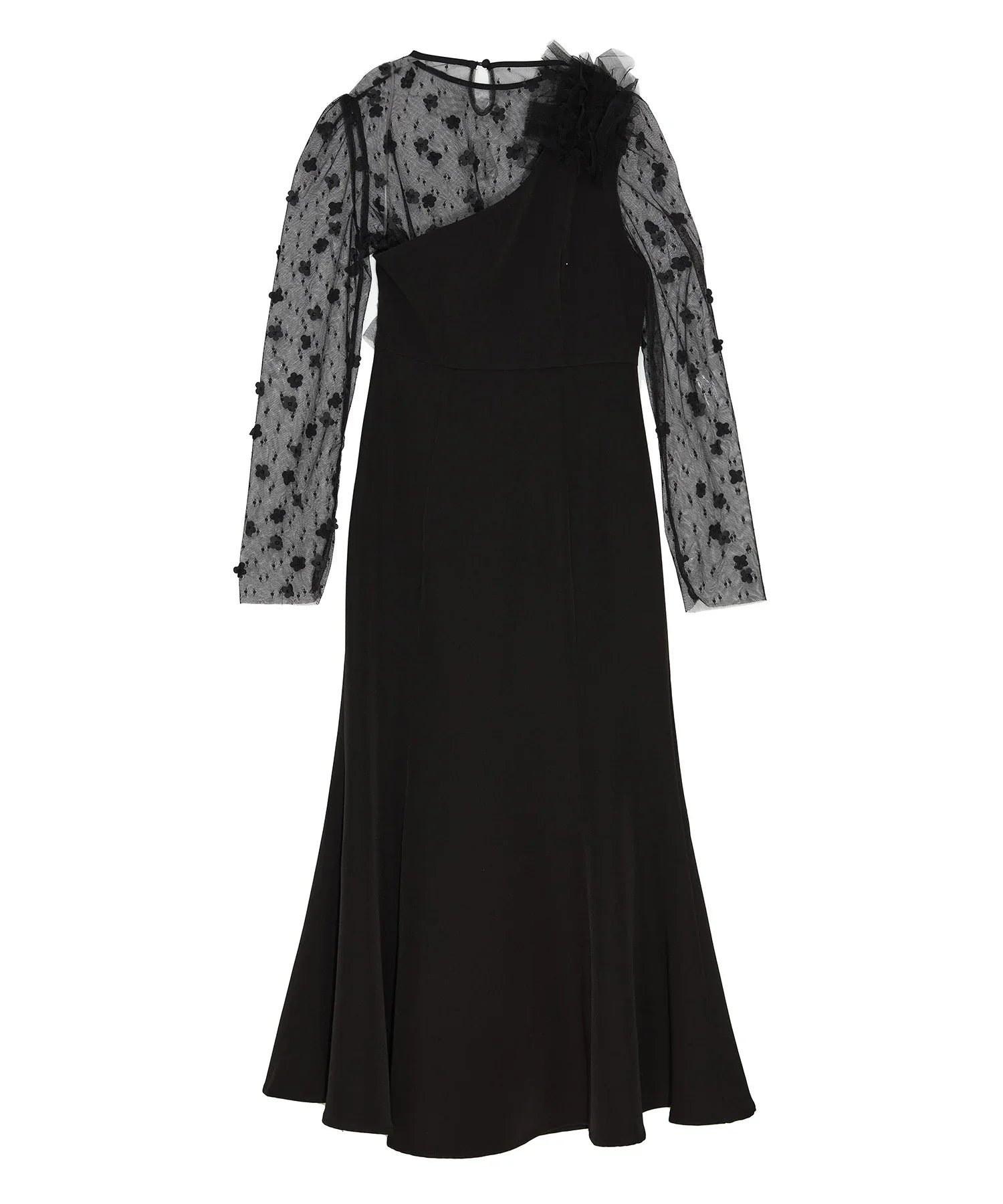 【当日発送】フラワーモチーフアシンメトリーチュールマーメイドワンピースドレス