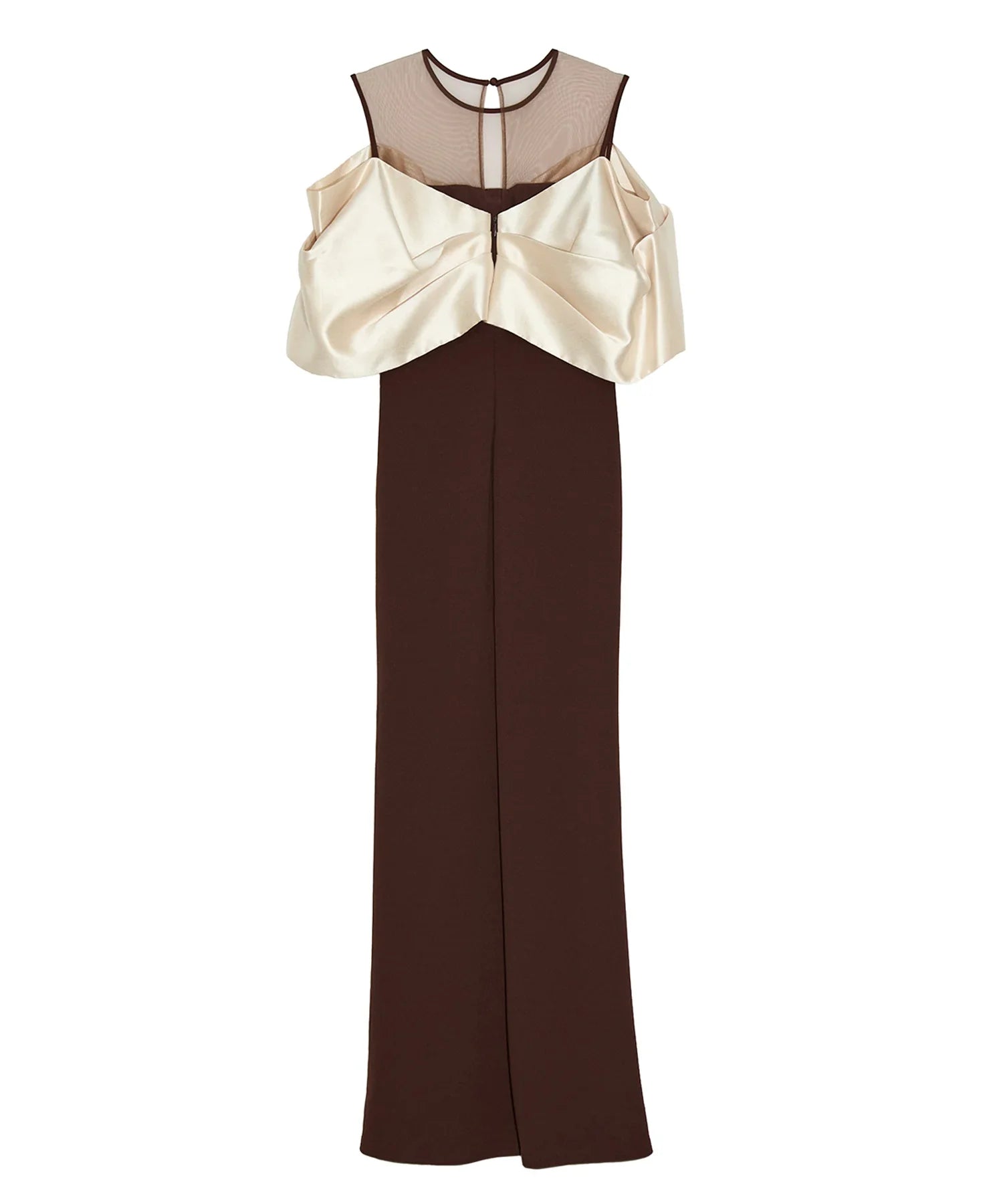 LEJA LUXE】ビッグリボンシアーショルダードレープロングドレス