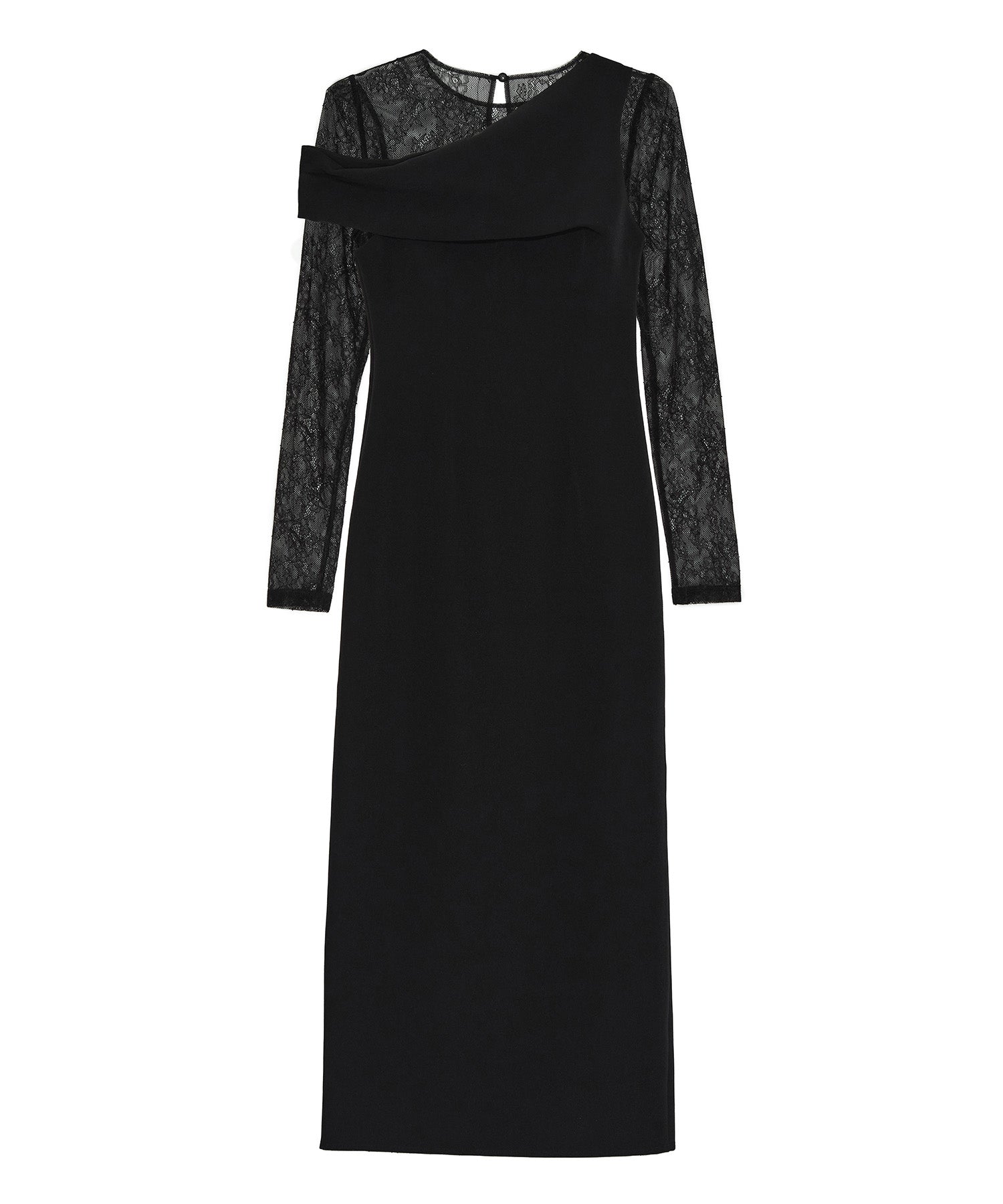 【当日発送】アシンメトリーレースレイヤードフロントスリットセットアップドレス