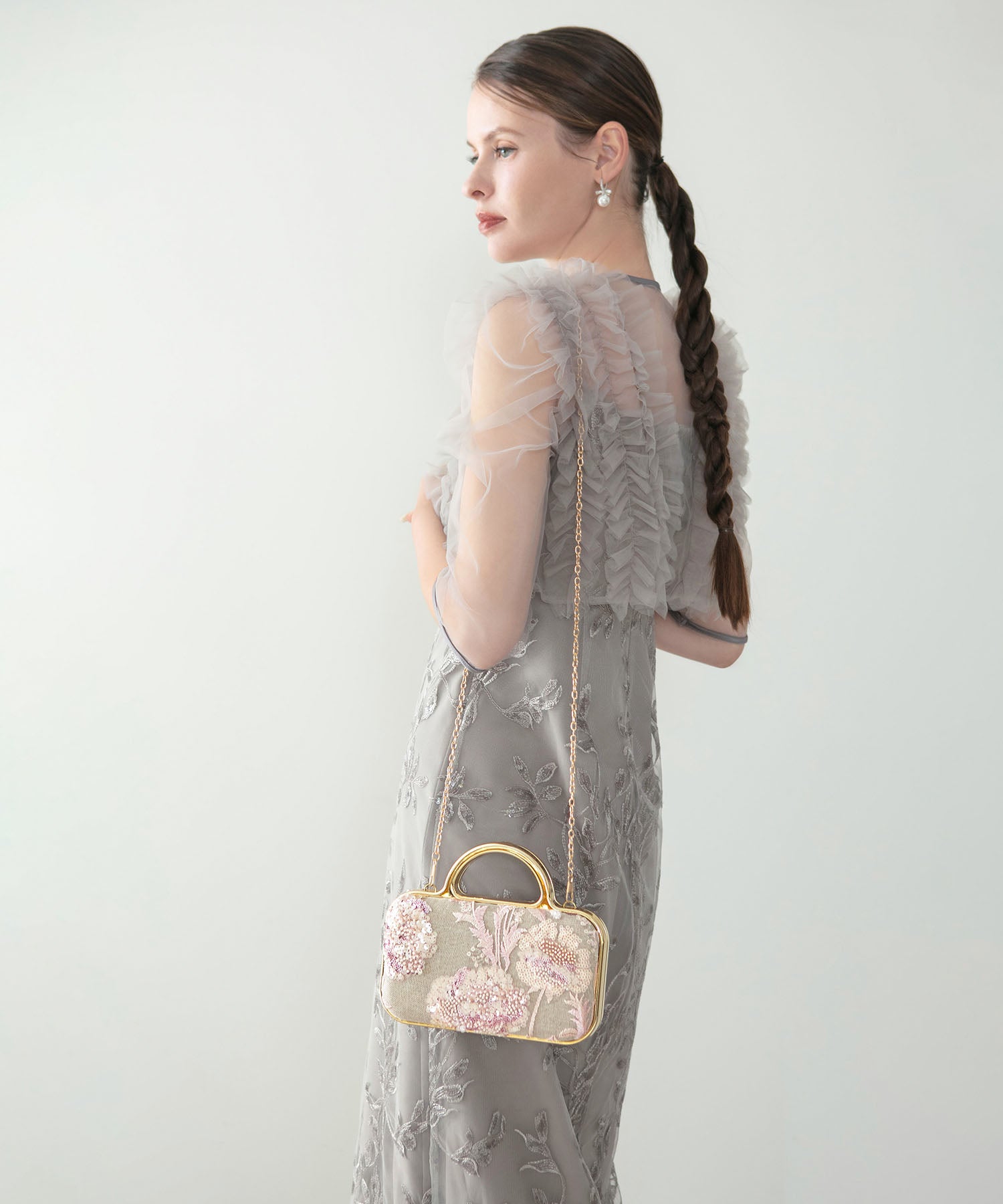 COMING SOON】2WAYスパンコールビーズフラワーエンブロイダリーバッグ