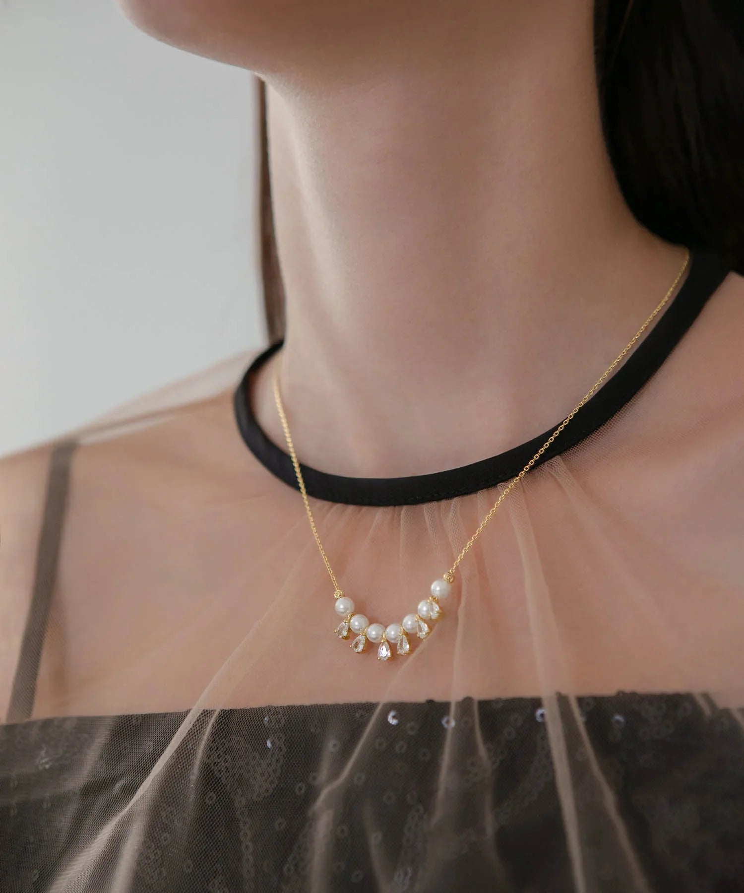 【当日発送】パールティアドロップネックレス