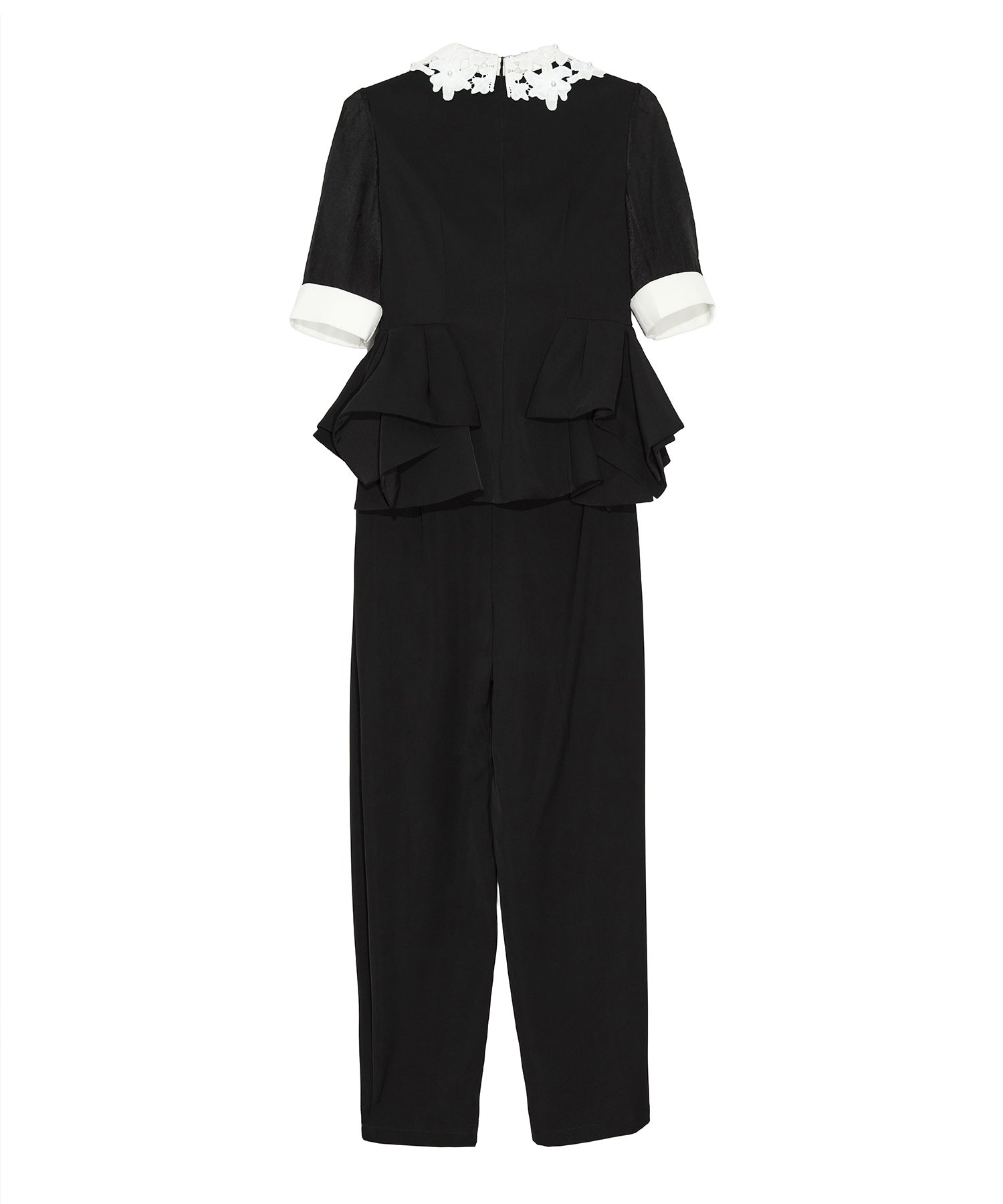 【当日発送】レースカラーペプラムブラウスパンツセットアップドレス