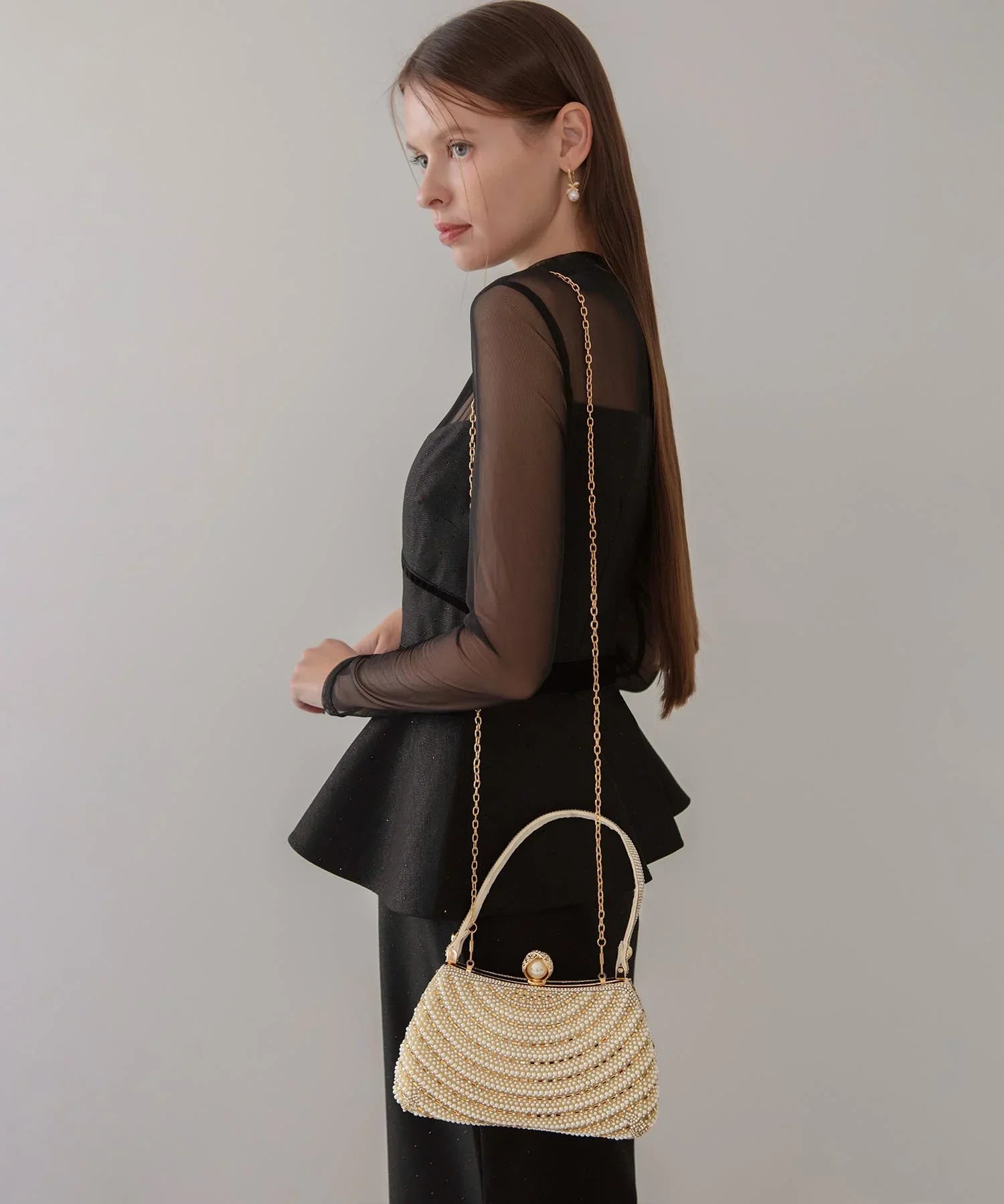 【SOLD OUT】2WAYパールビジューデザインハンドバッグ