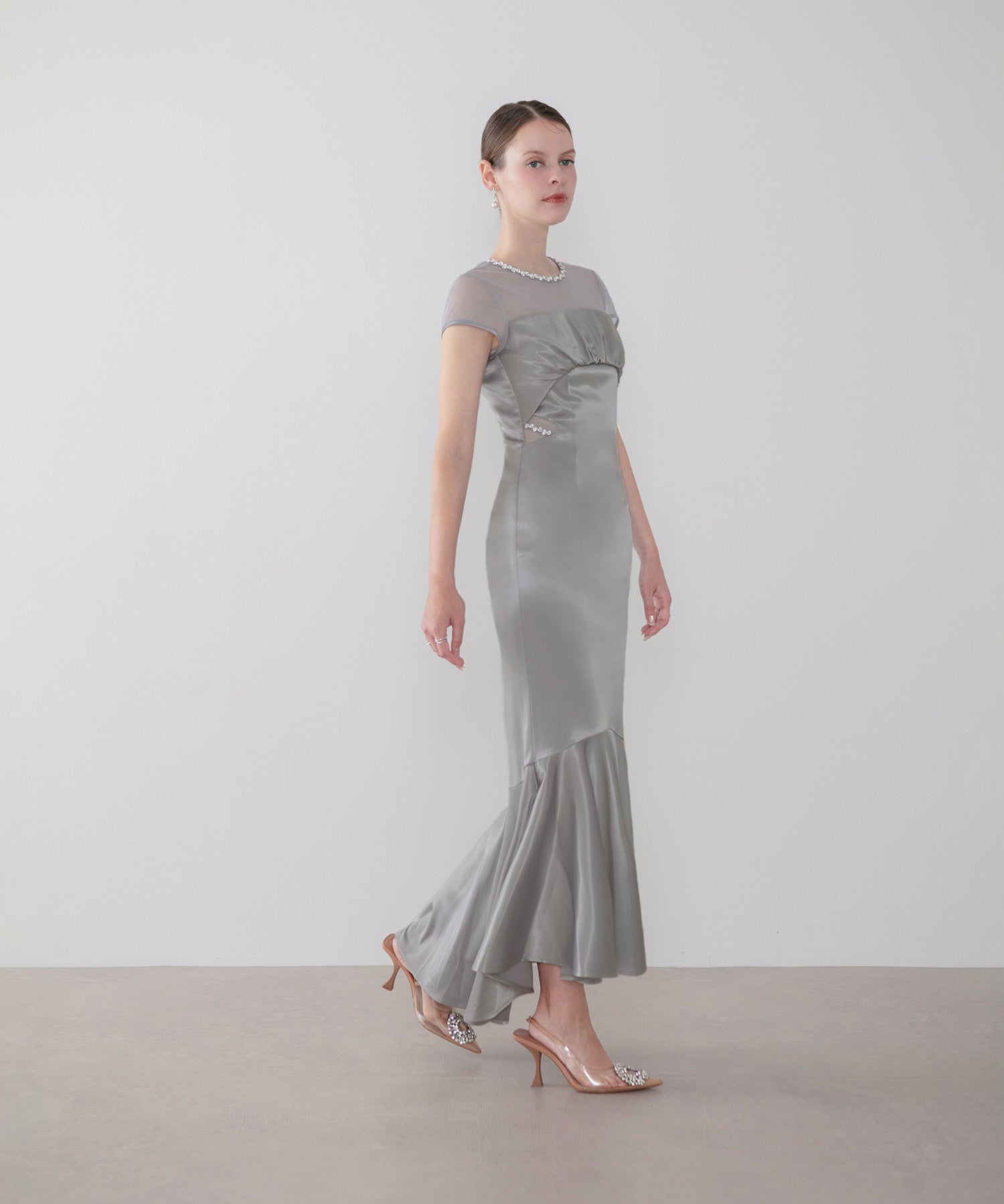 LEJA LUXE】ビジューネックフィッシュテールマーメイドドレス