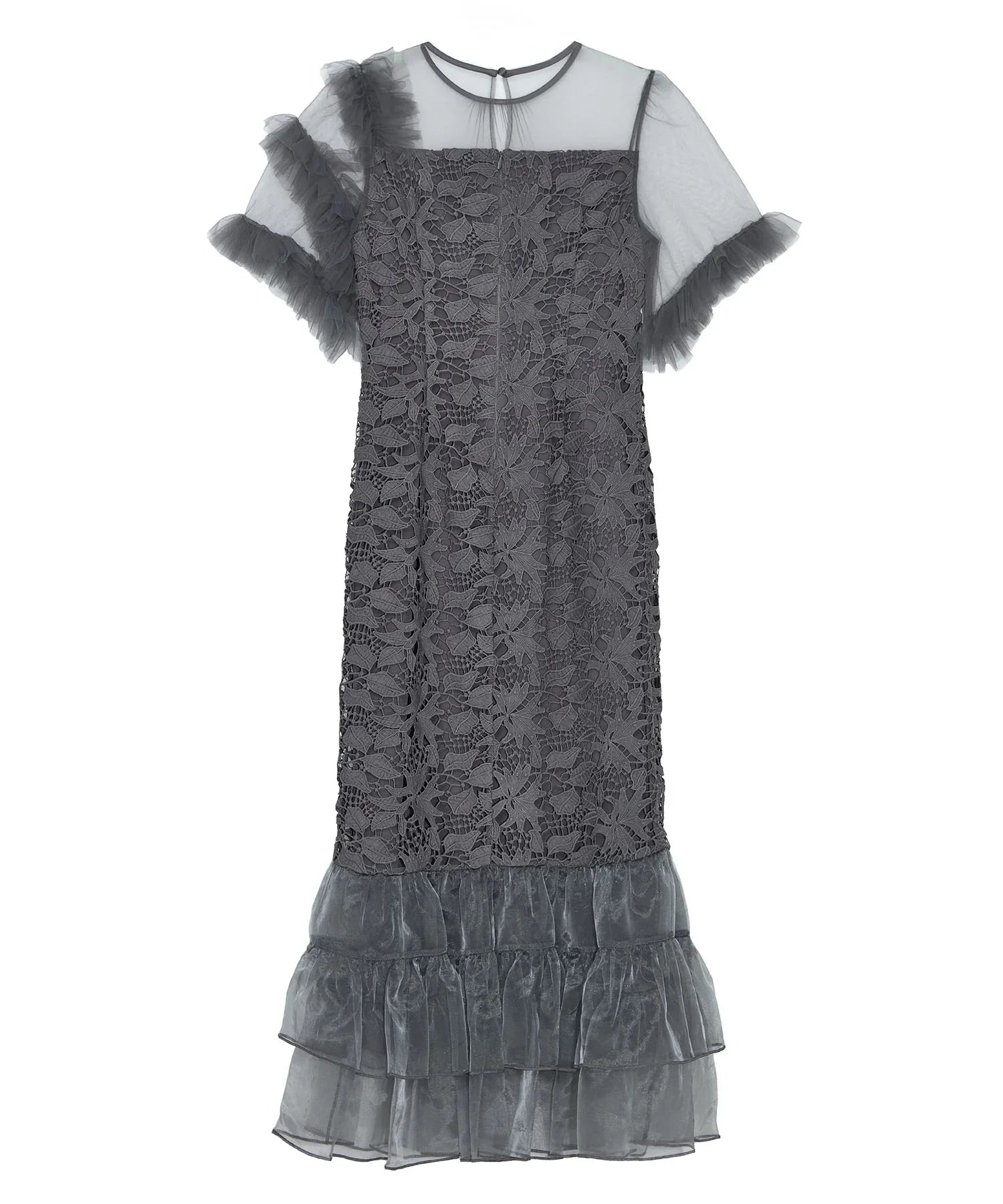 当日発送】アシンメトリーチュールスリーブレースフリルヘムIライン