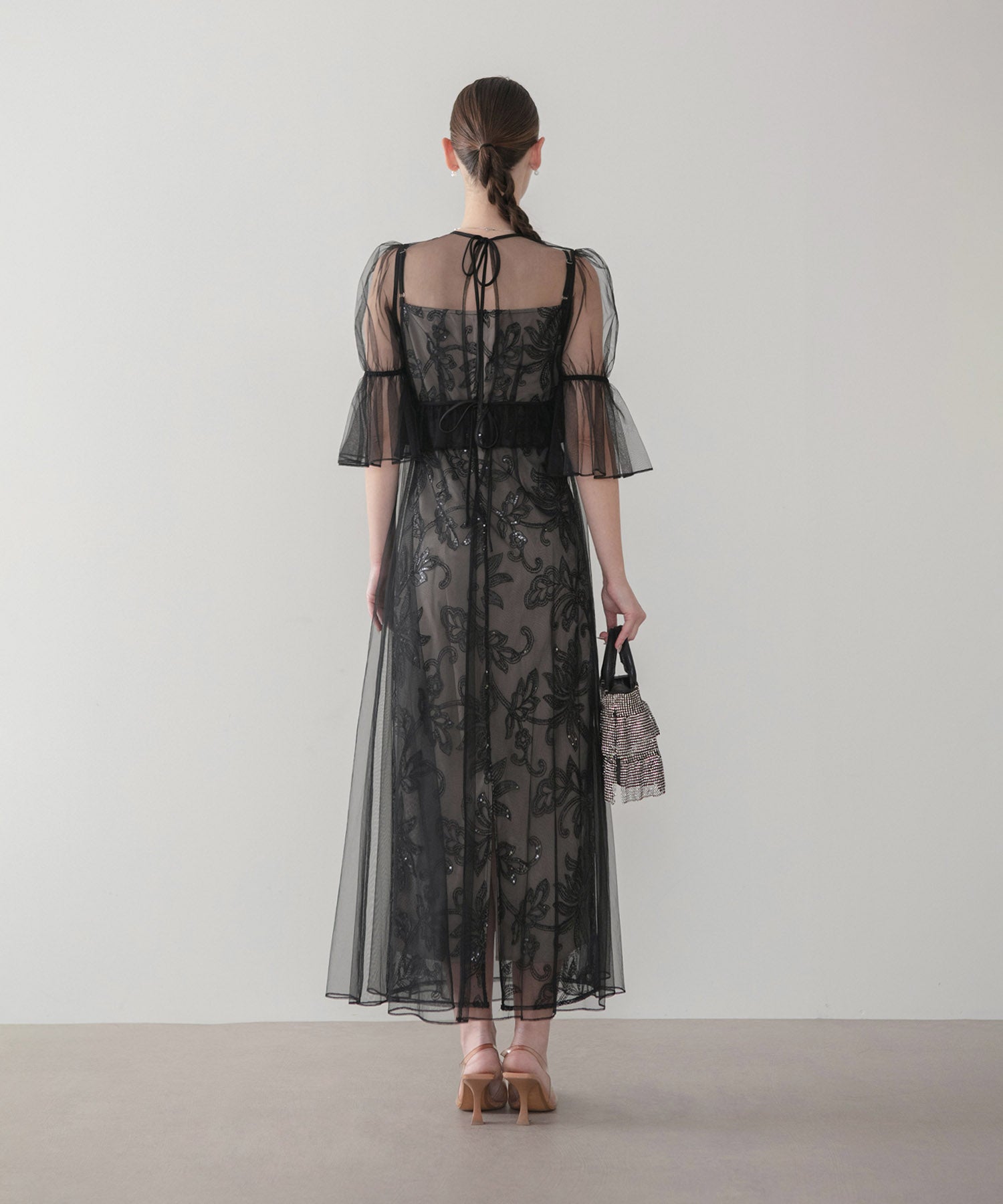 【COMING SOON】フラワースパンコールチュールシアーワンピースキャミワンピースドレス