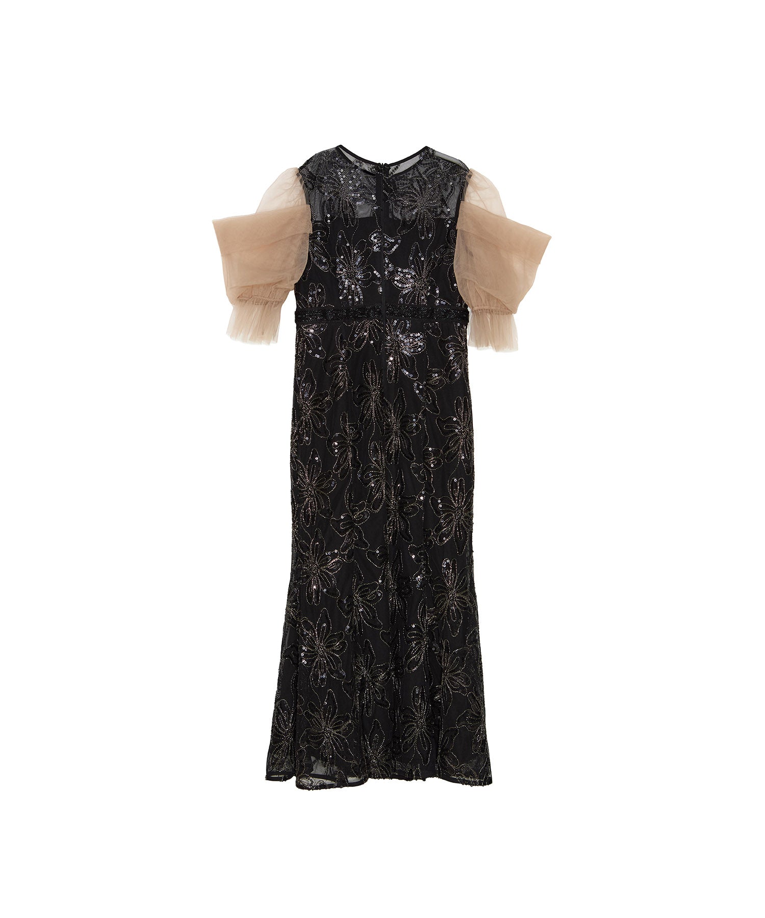 Leja スパンコールフラワーリボンチュールワンピースドレス 当日発送】スパンコールフラワーリボンチュールワンピース結婚式