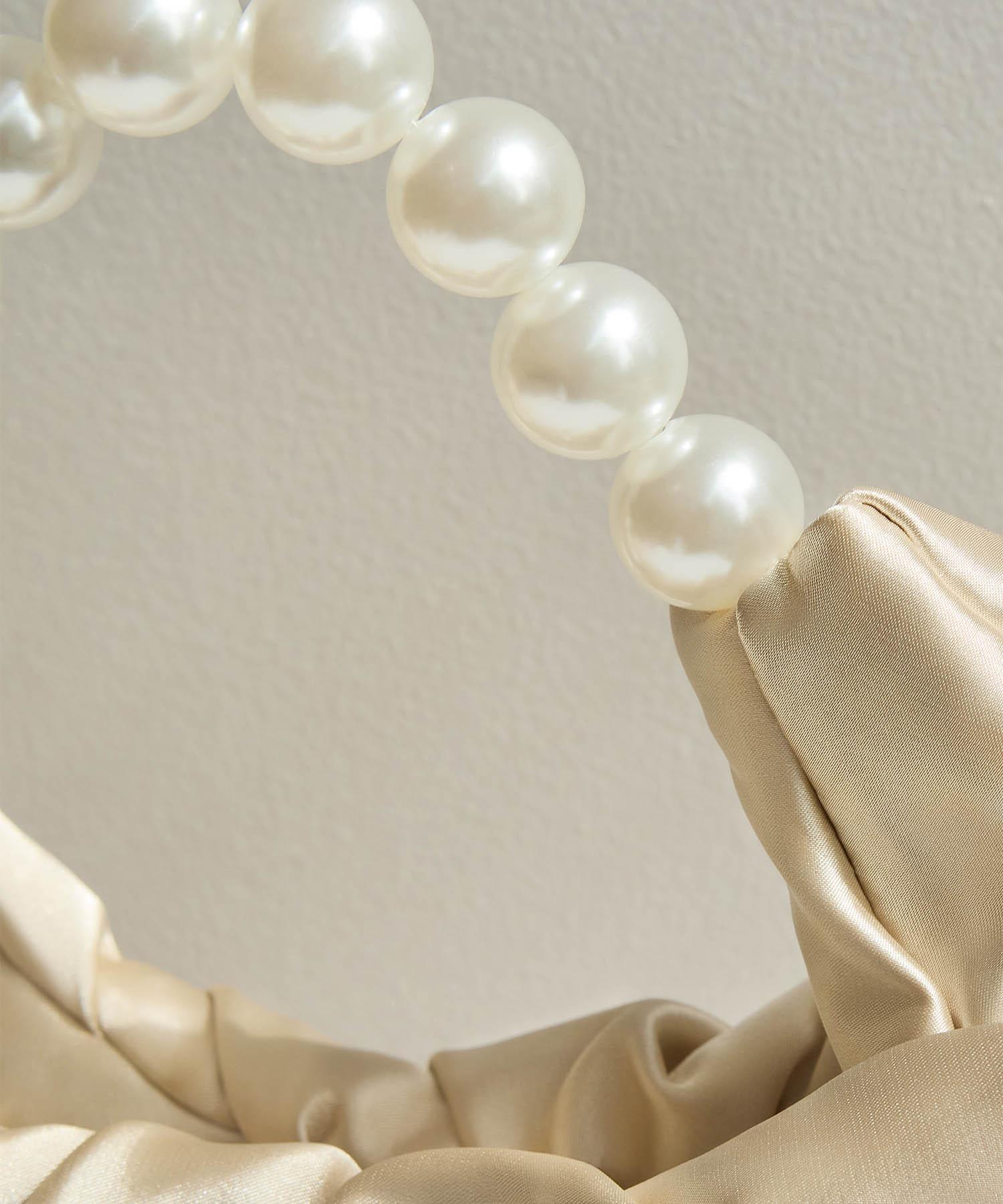 【予約販売】サテンパールハンドバッグ