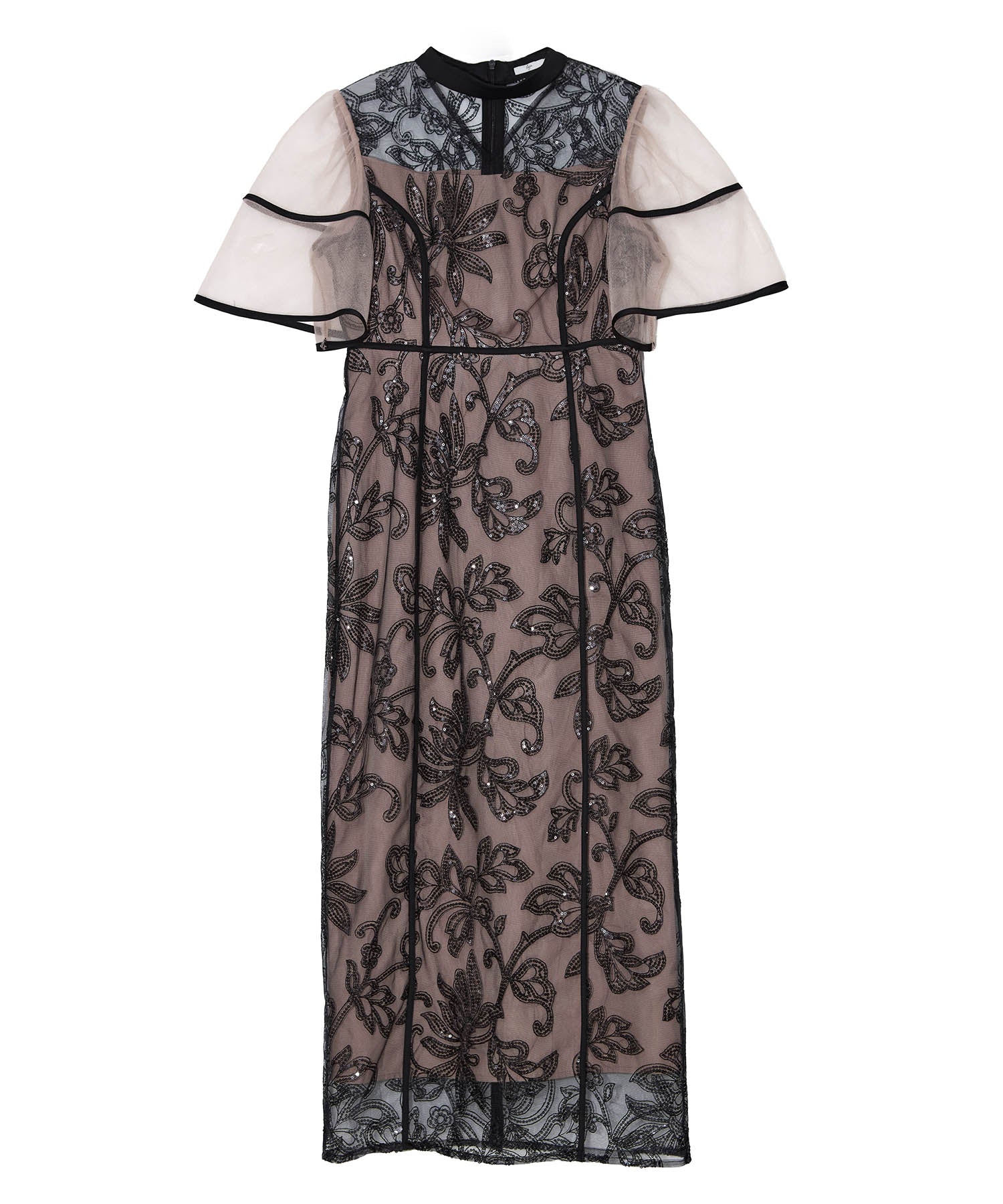 【当日発送】スパンコールフラワーIラインワンピースドレス