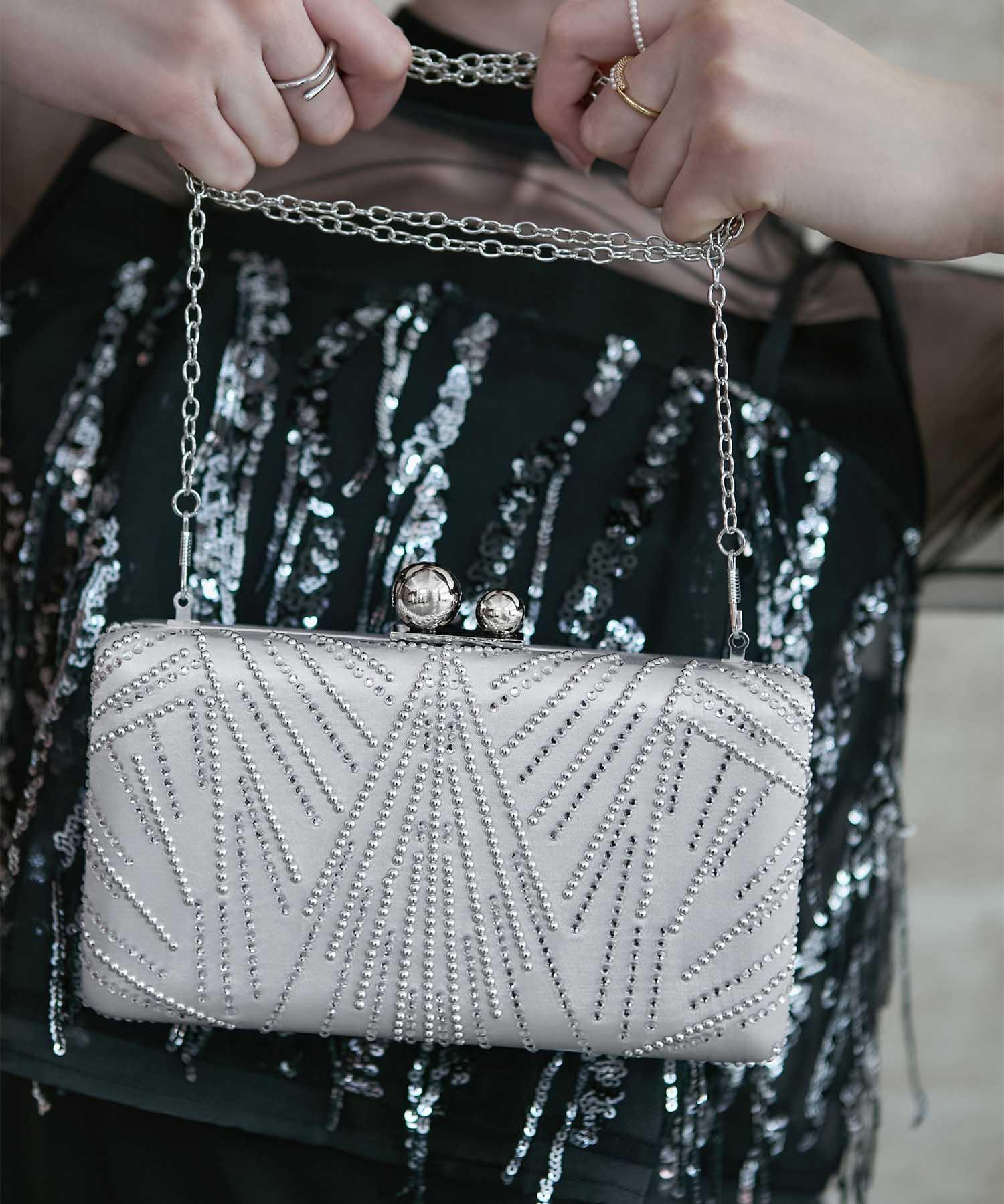 セレクトショップ ビジュー　ストーン　ブライダル　パーティ　2wayバック SOLD OUT】2WAYビジューストーンエレガンスバッグ