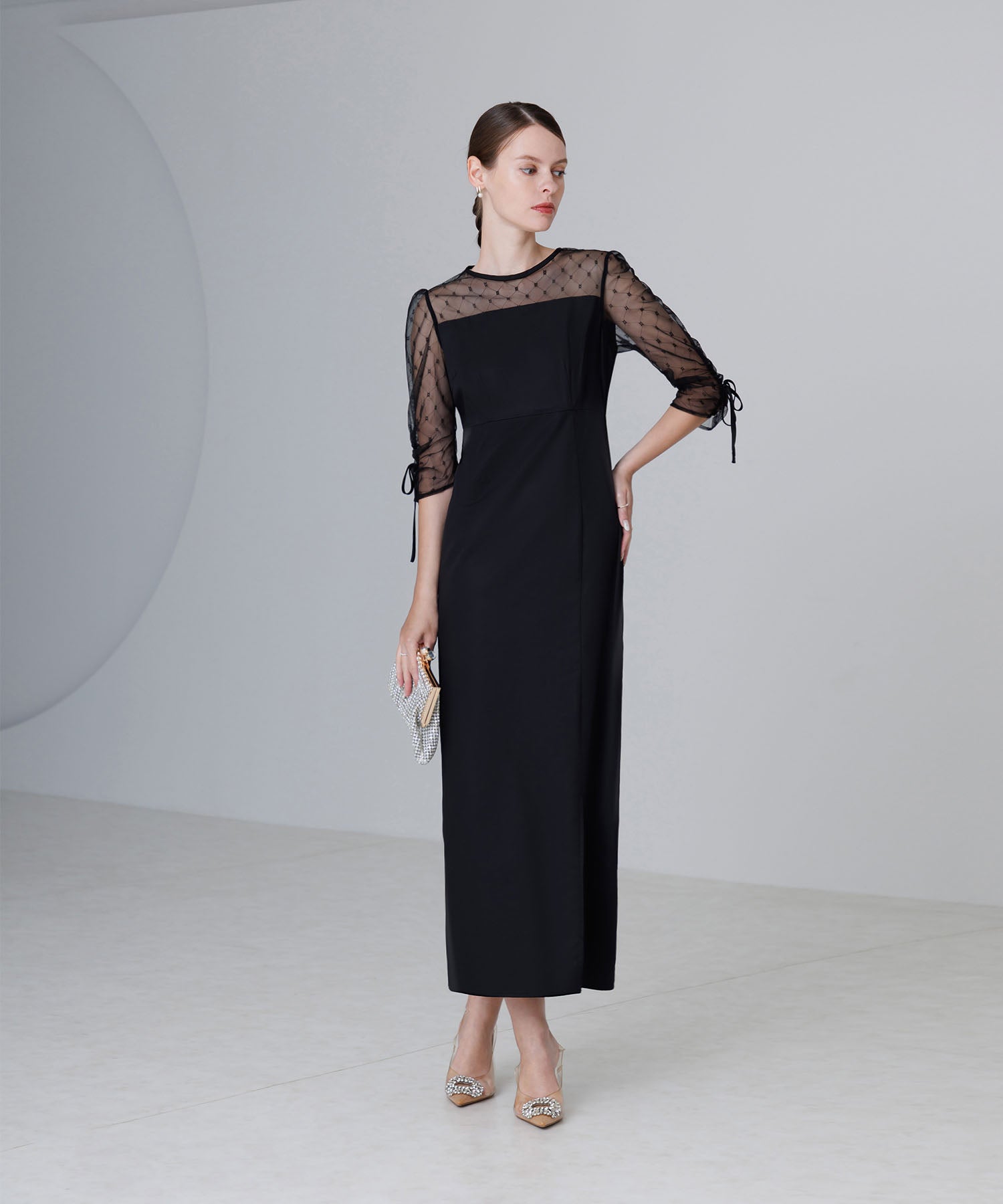 【新品タグ付】LEJA レジャ ドットストーンペプラムチュールワンピースドレス ドットストーンペプラムチュールワンピースドレス | レジャ(Leja