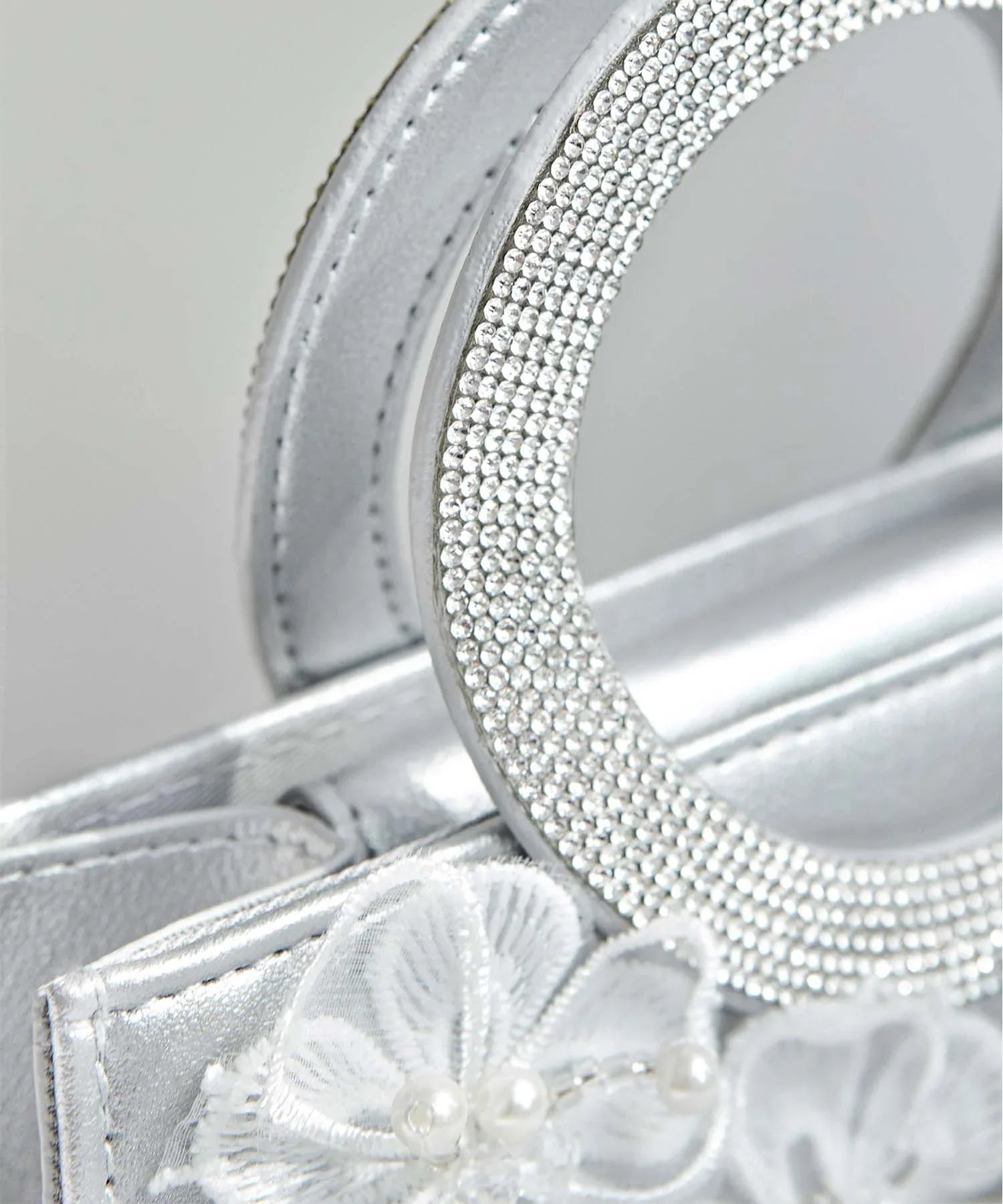 【一部当日発送】フラワービジューラウンドハンドル2wayバッグ