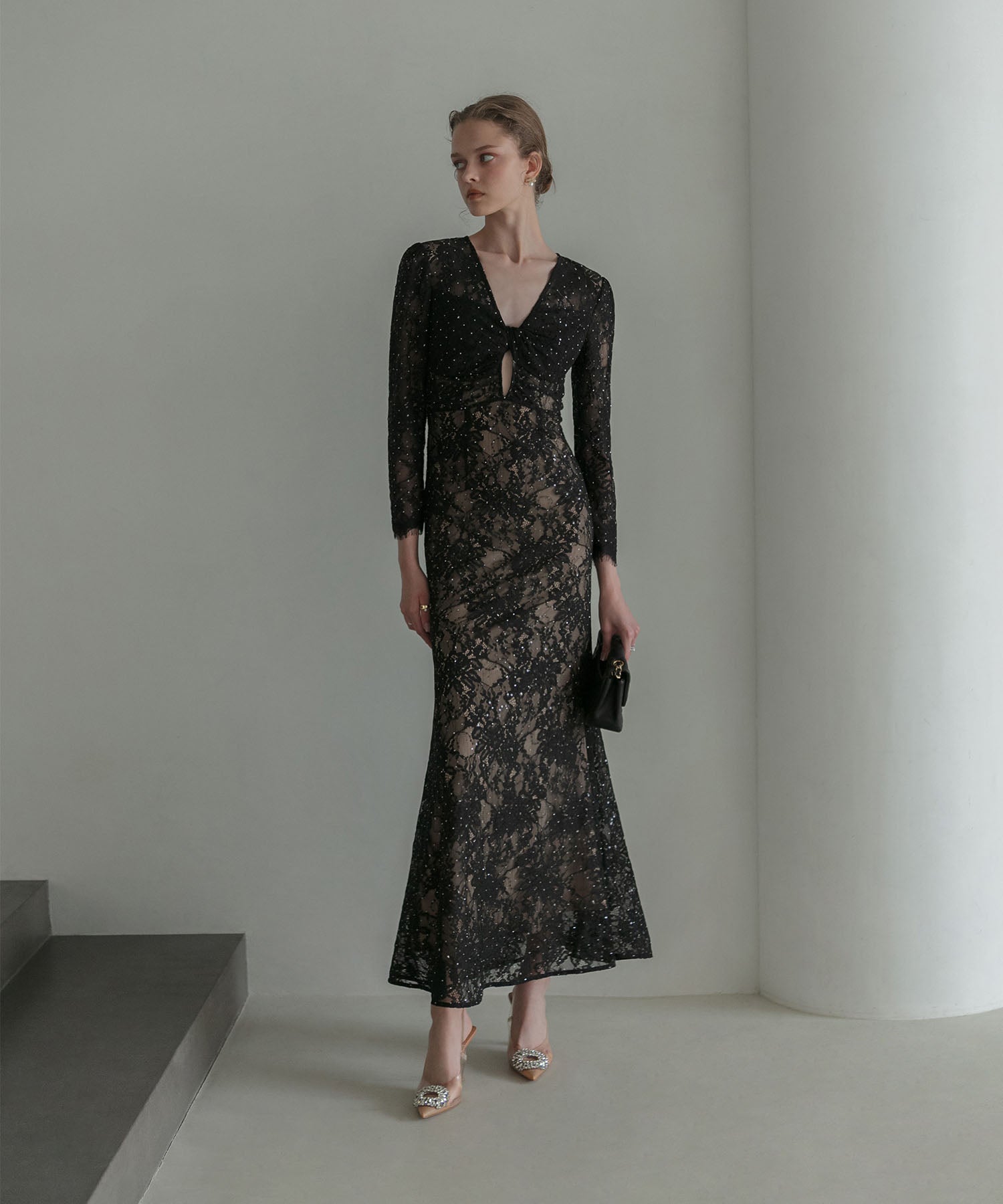 【LEJA LUXE】ツイストオープンレースストーンマーメイドドレス