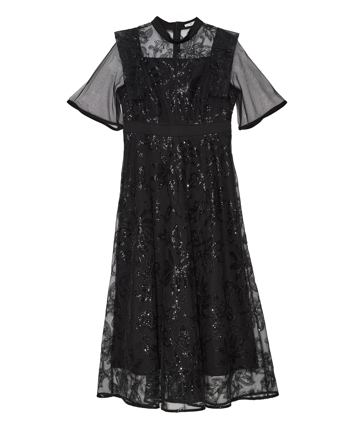 【一部当日発送】フラップデザインフラワースパンコールAラインワンピースドレス