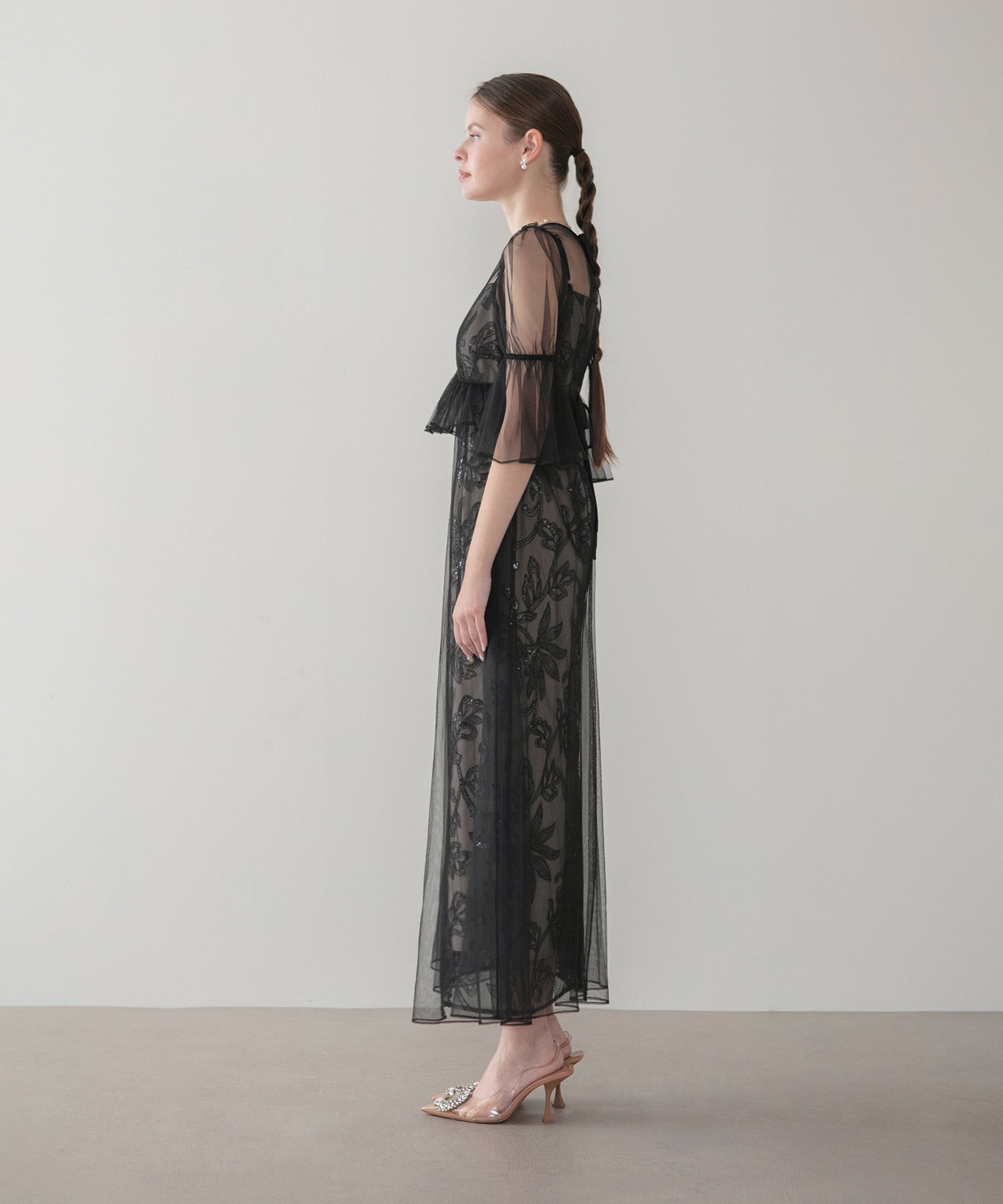 【COMING SOON】フラワースパンコールチュールシアーワンピースキャミワンピースドレス