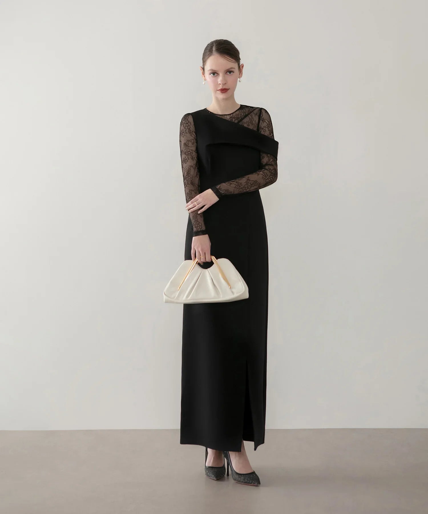 予約販売】アシンメトリーレースレイヤードフロントスリット