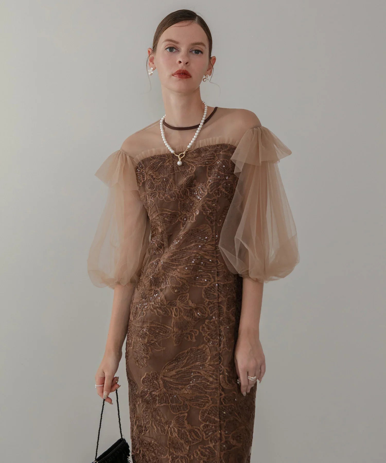 当日発送】フラワースパンコールシアーフリルスリーブIライン