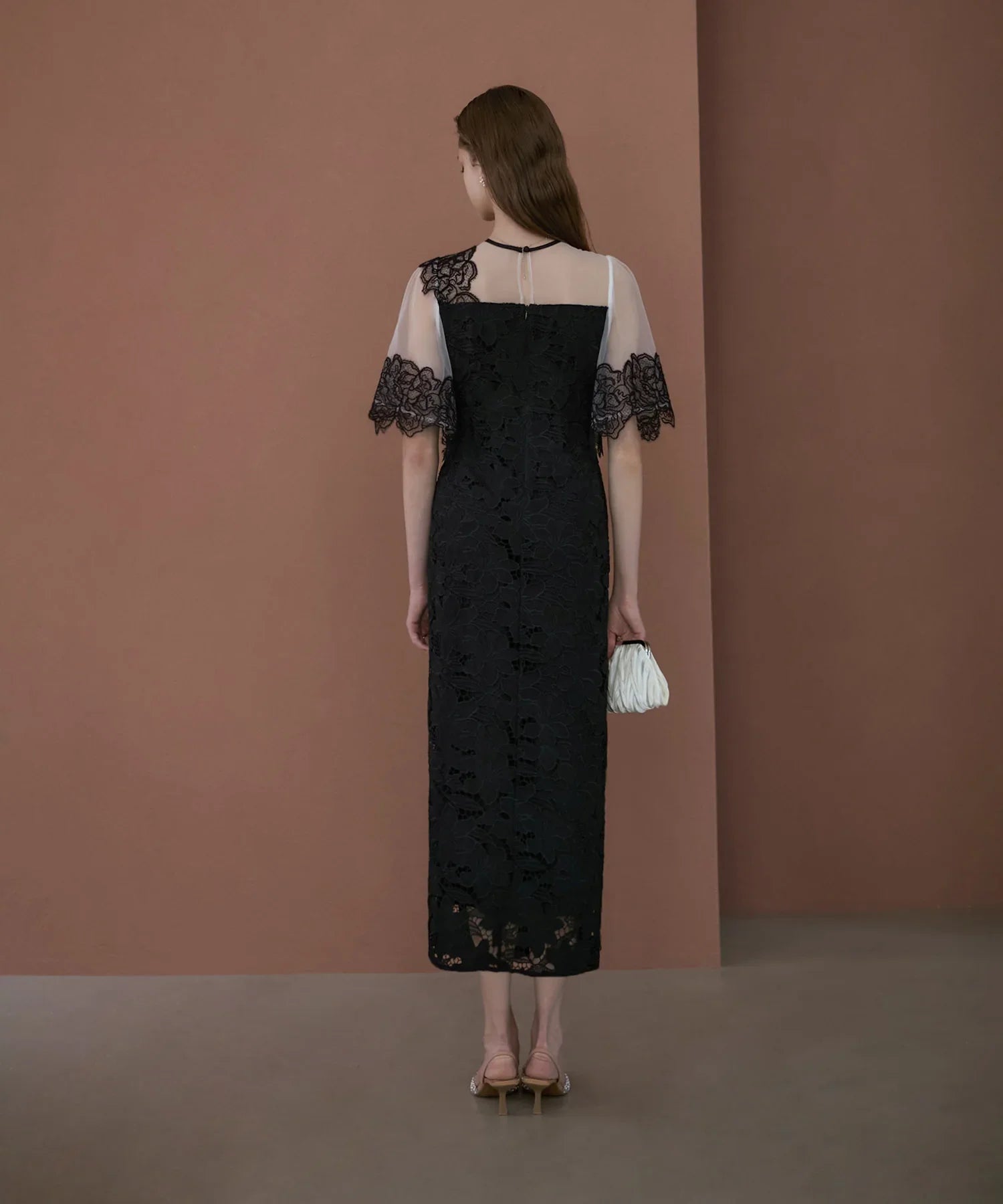 【当日発送】シアーレースフラワーIラインドレス