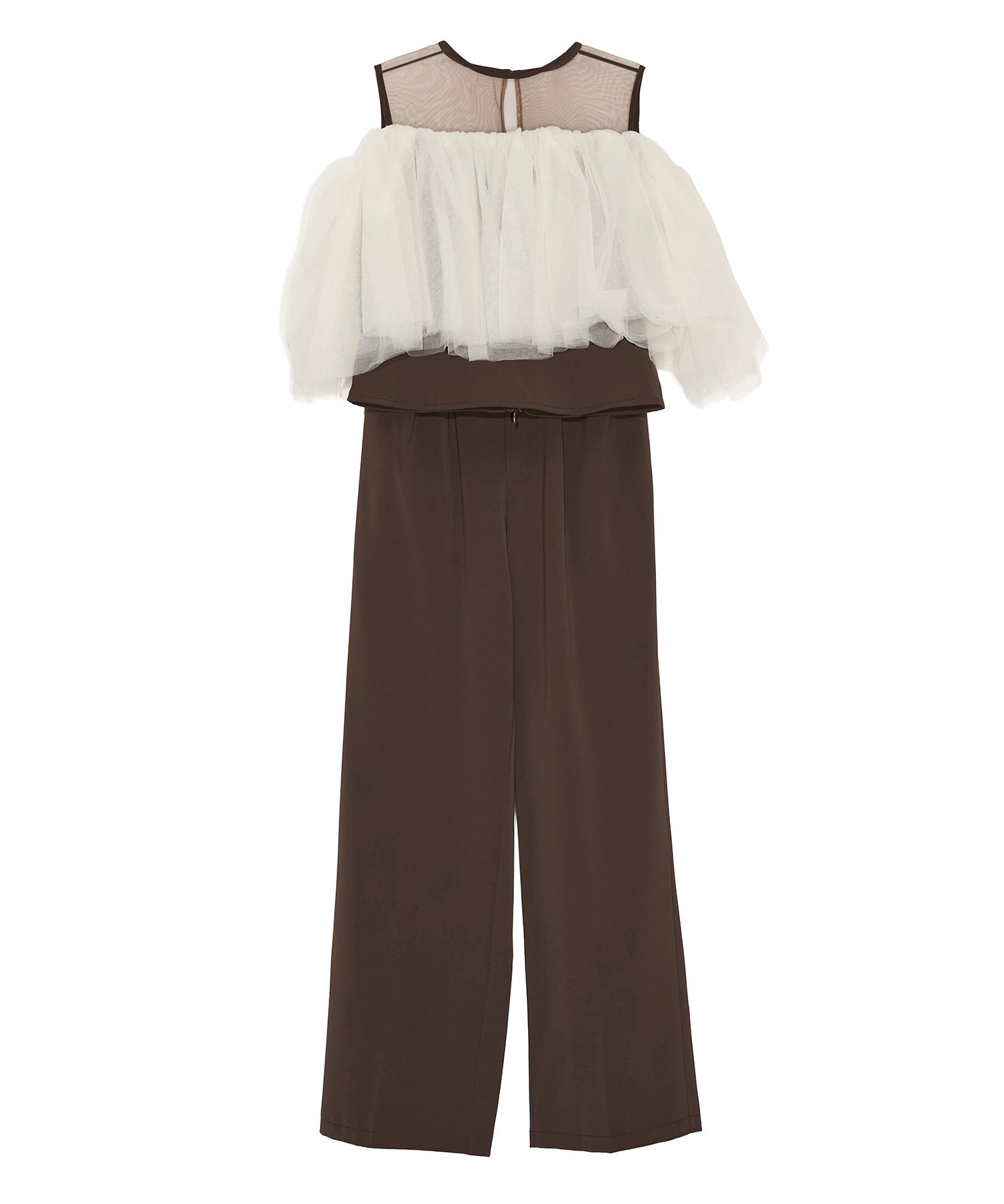 【当日発送】シアーチュールオフショルダーセットアップパンツドレス