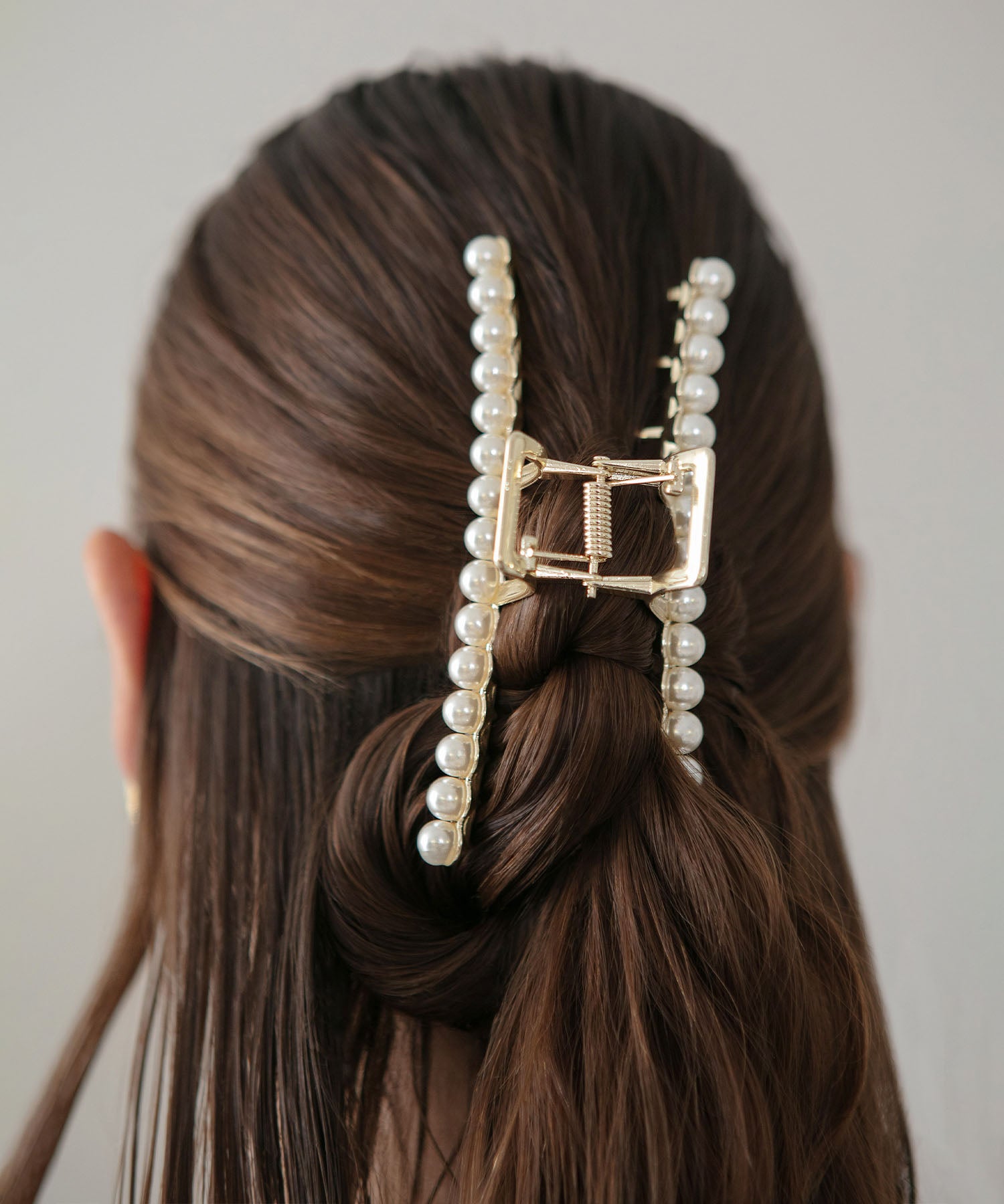 【当日発送】パールライン メタルロングヘアクリップ