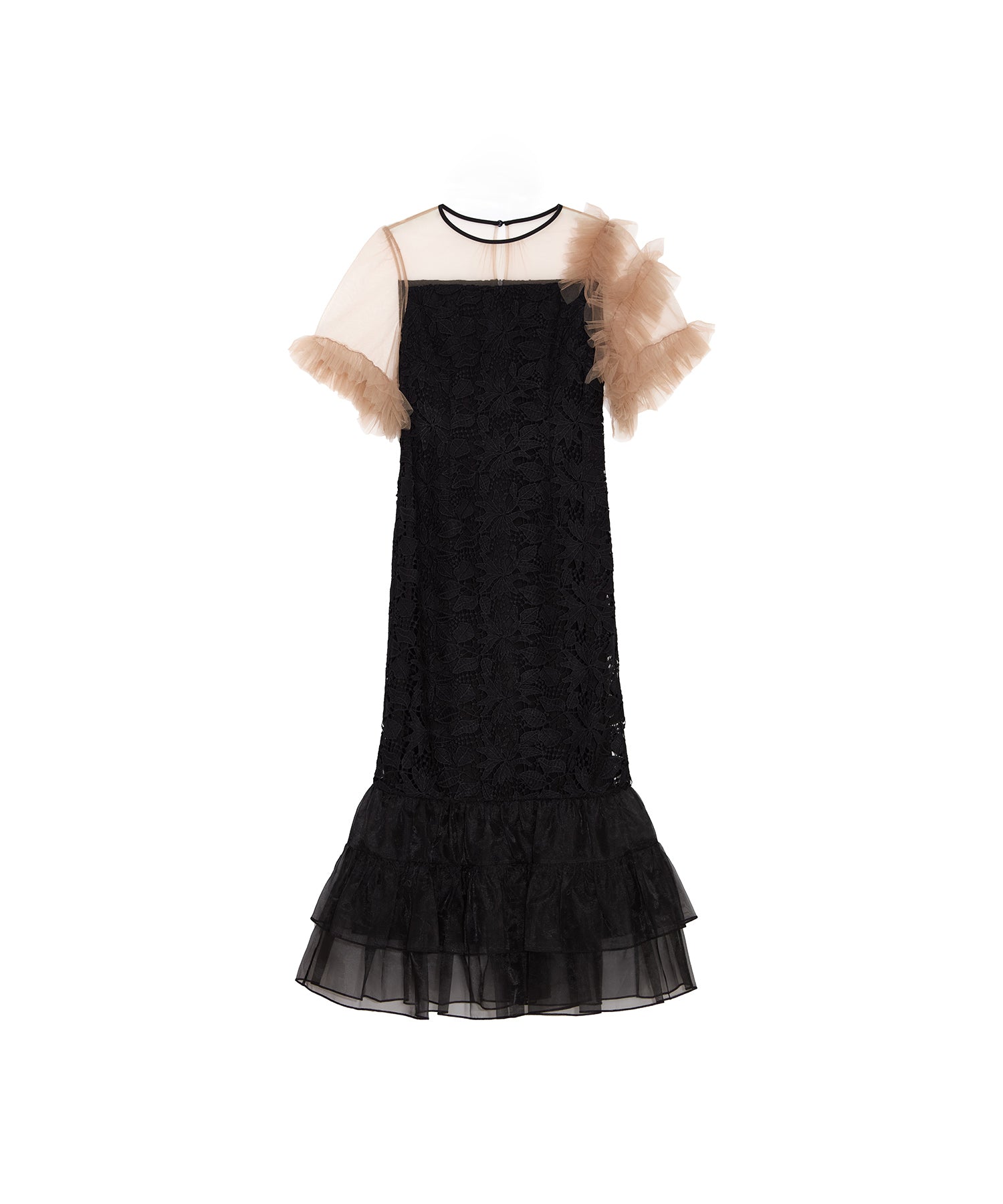 一部当日発送】アシンメトリーチュールスリーブレースフリルヘムI