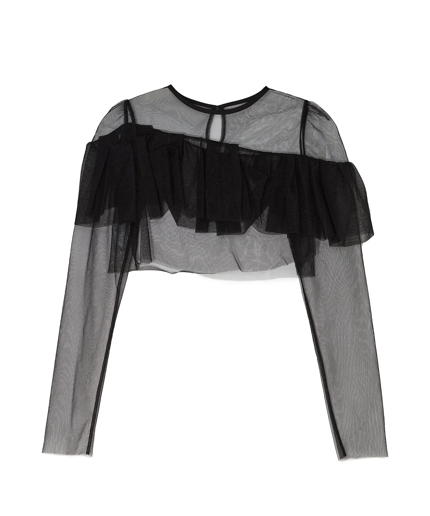 当日発送】2WAYアシンメトリーフリルチュールフラワーIライン