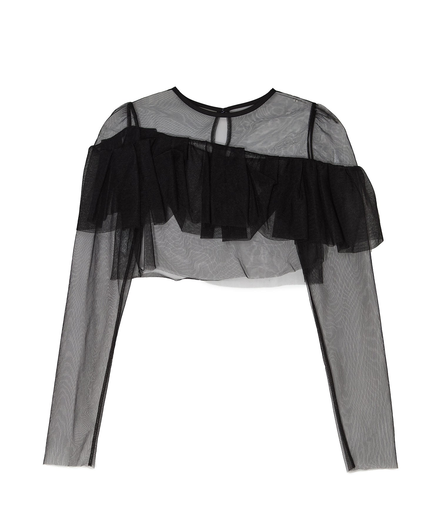 【当日発送】2WAYアシンメトリーフリルチュールフラワーIラインワンピースドレス