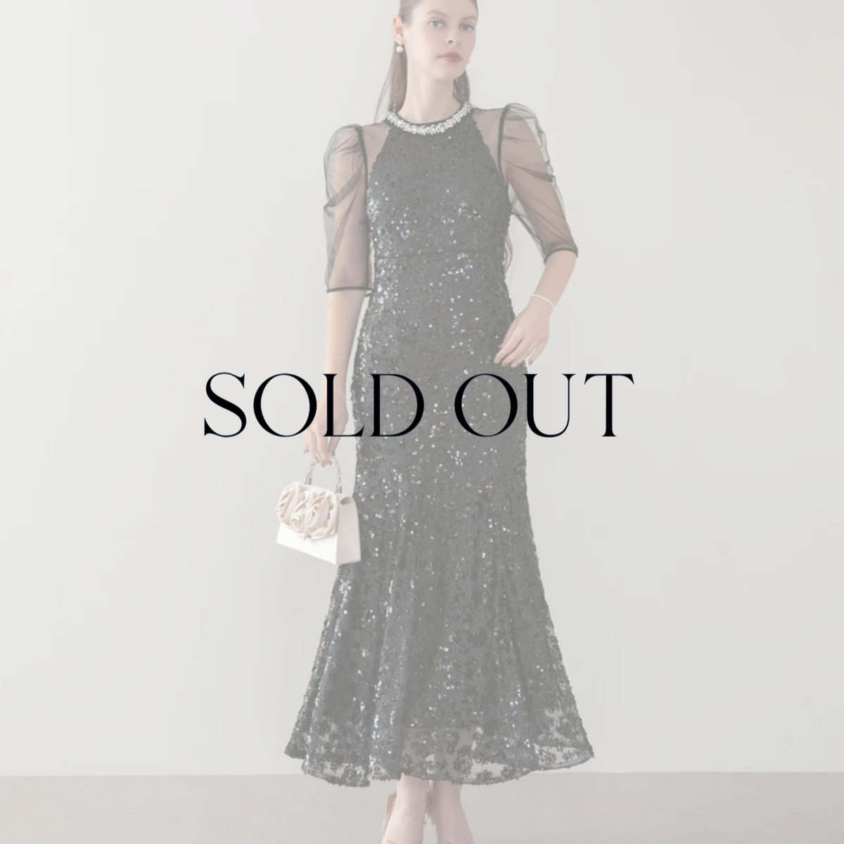新品未使用【LEJA】ビジューネックスパンコールシアーマーメイドワンピースドレス SOLD OUT】ビジューネックスパンコールシアーマーメイドワンピースドレス