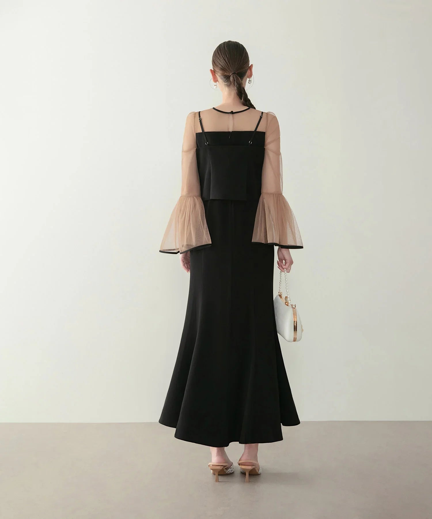 【当日発送】シアーブラウスエンブロイダリービスチェマーメイドワンピースドレス