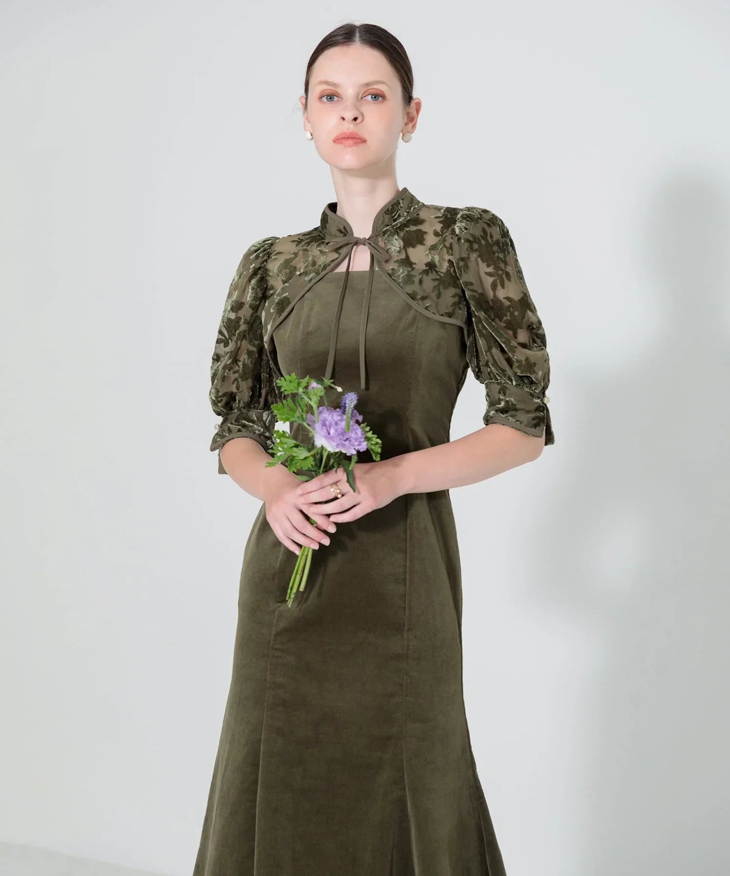 [Same-day shipping] Floral bolero set-up mermaid dress