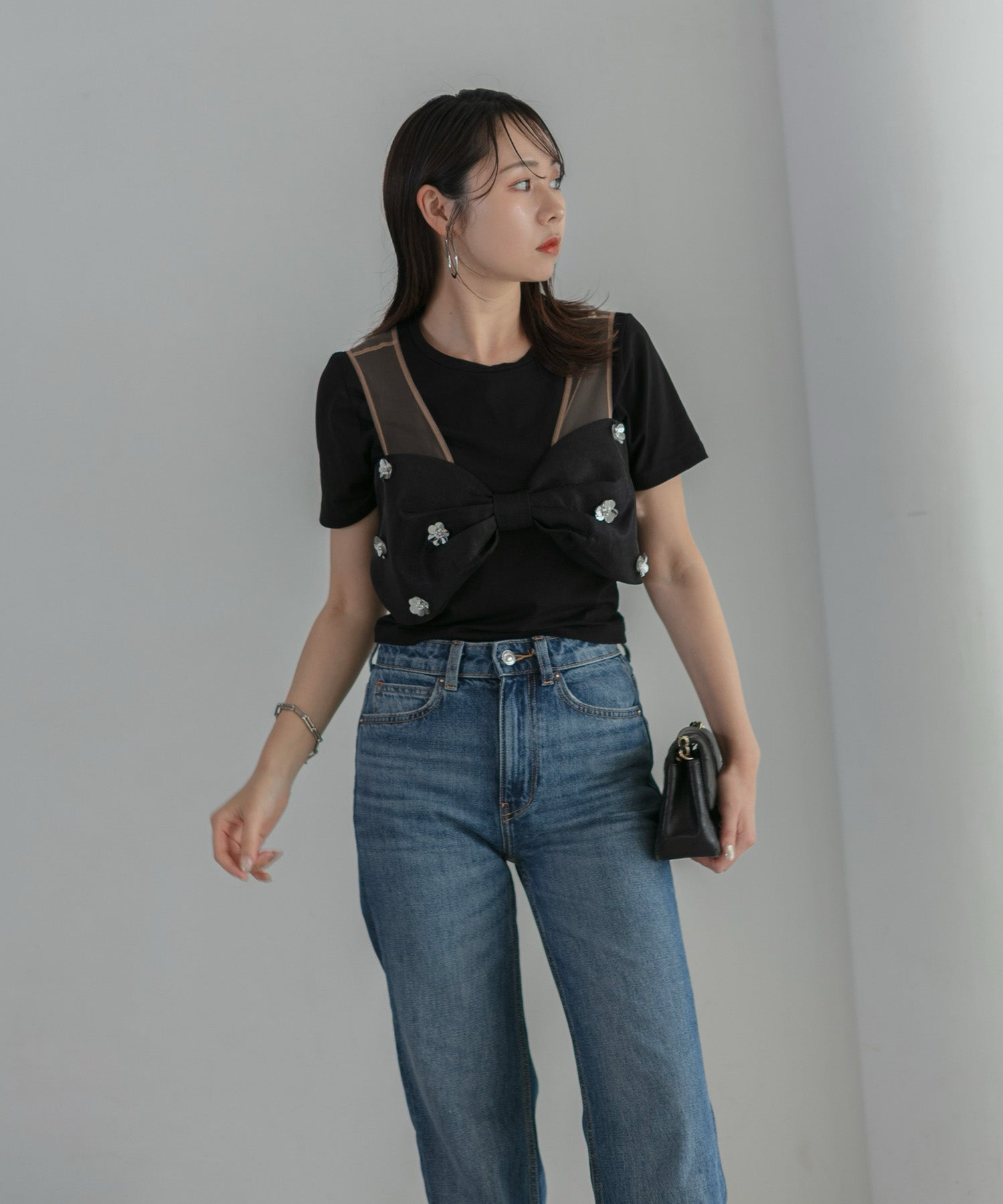 【LEJA LUXE】2WAYフラワーオフショルダースリットドレス