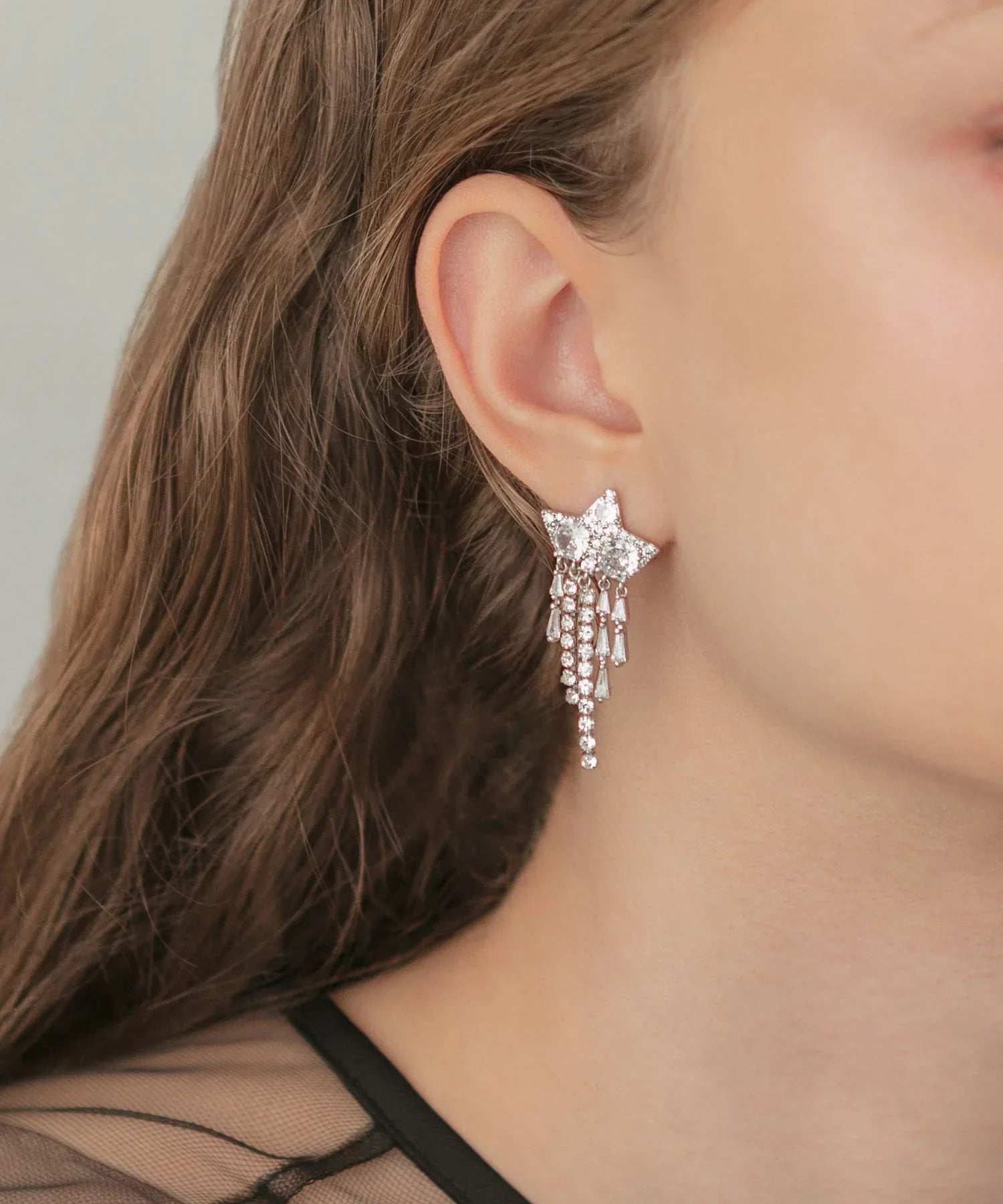 当日発送】スタードロップビジューフリンジピアス