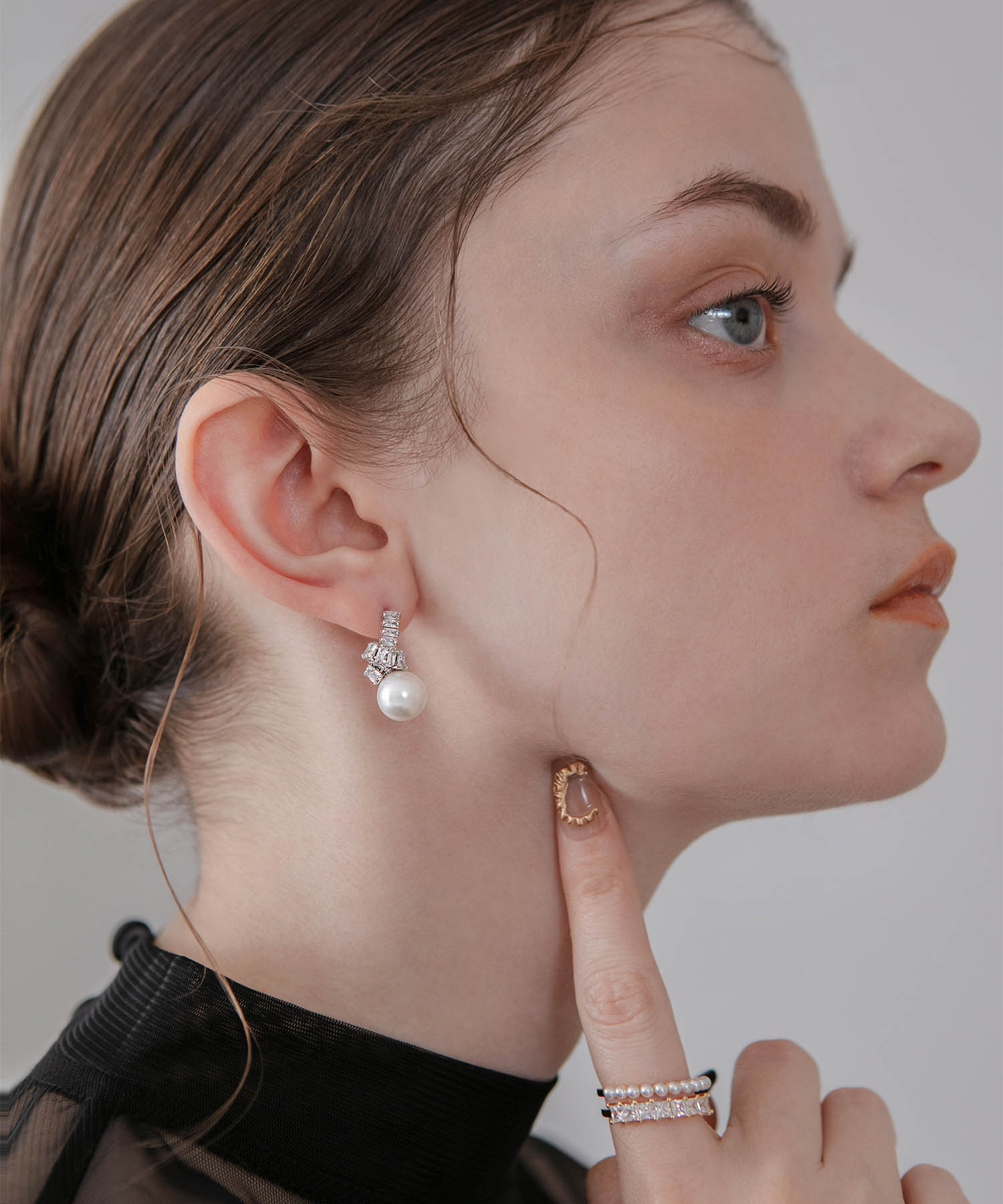 【当日発送】ツイストビジュードロップパールピアス