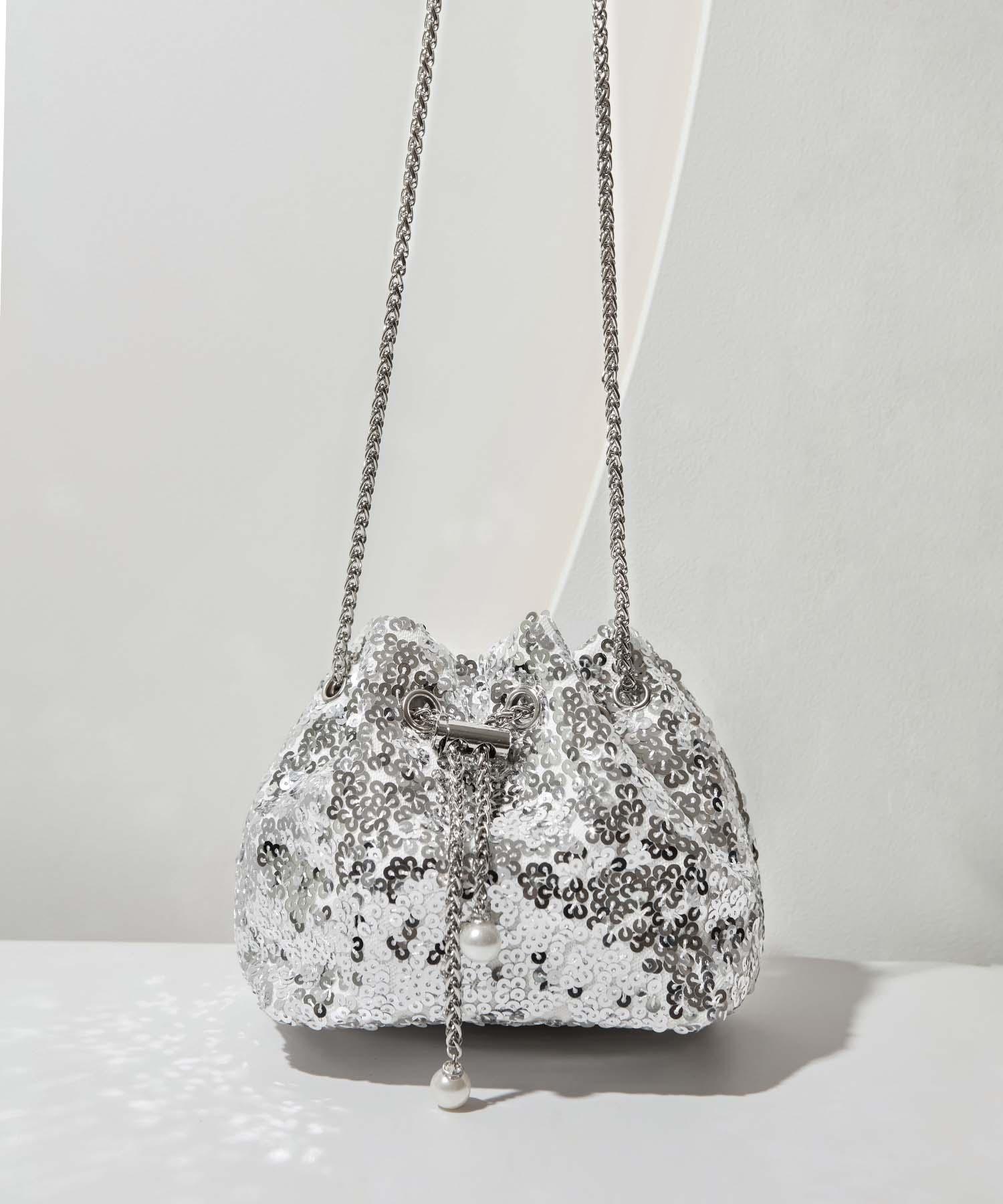 【当日発送】ビジューハンドルチェーンスパンコールバッグ