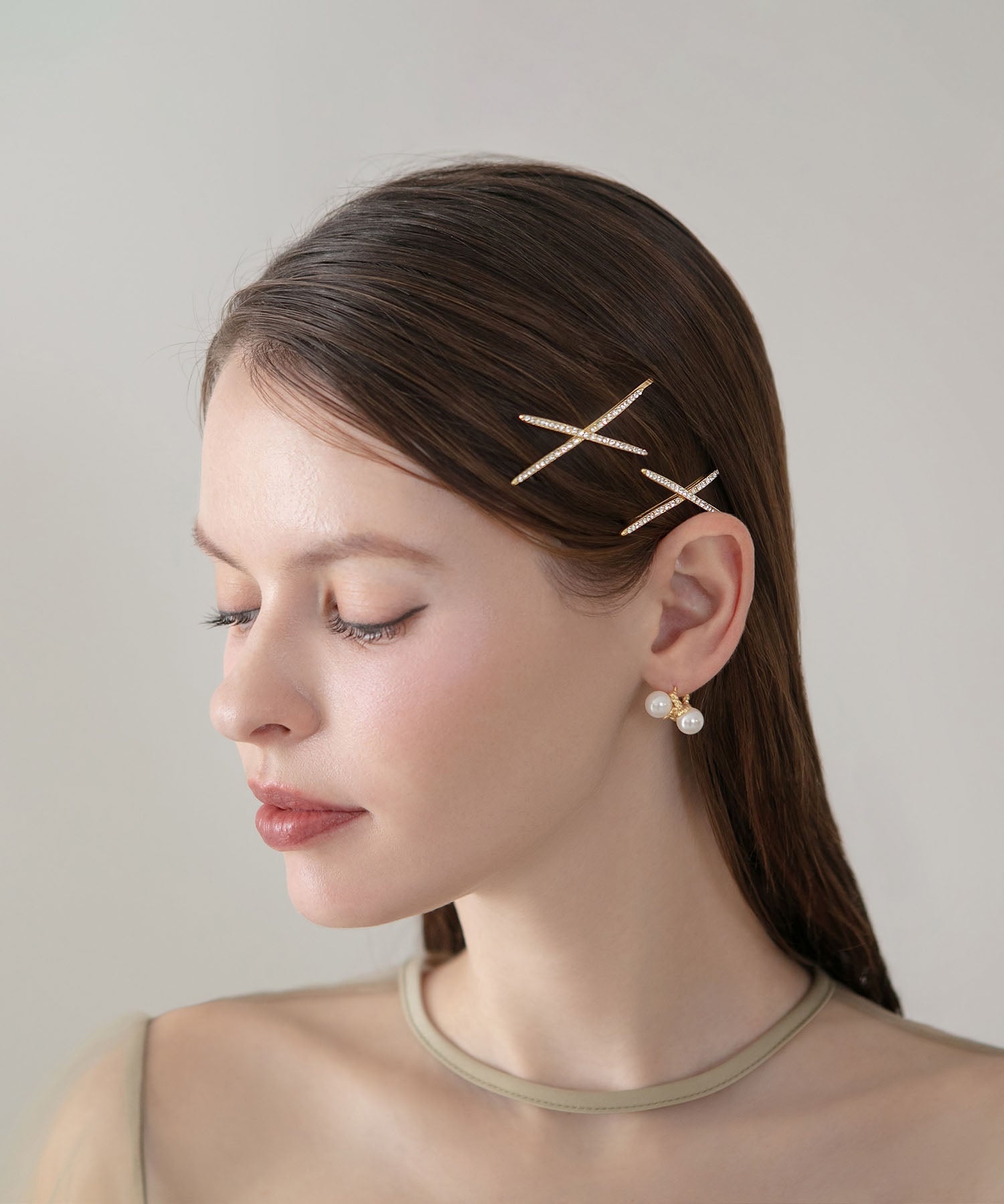 【当日発送】クロスビジューヘアピンセット