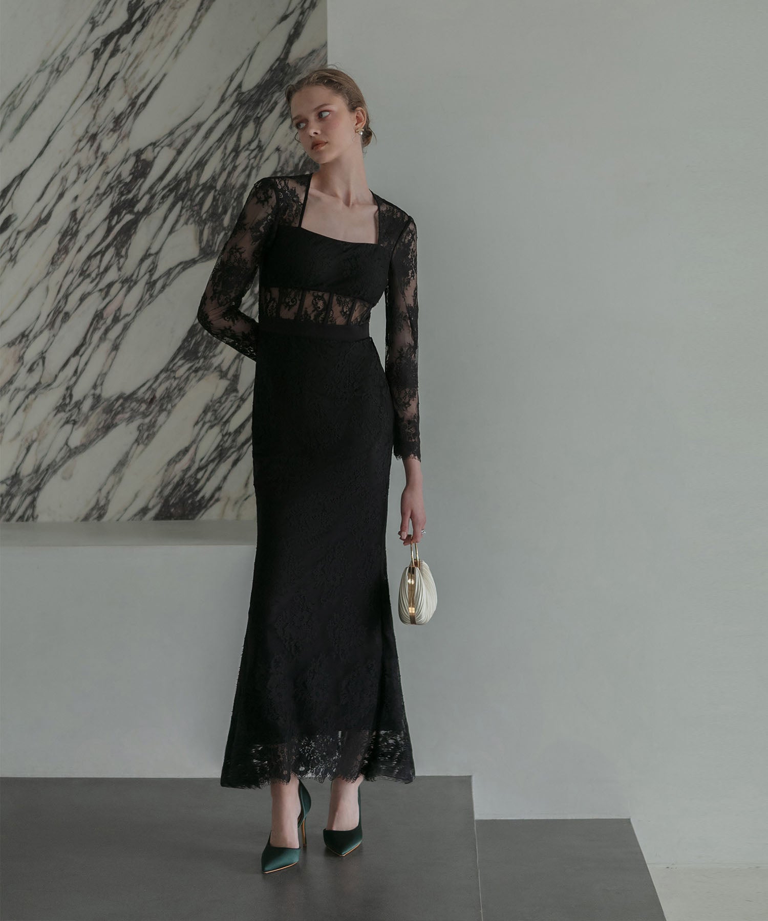 【LEJA LUXE】レースチューブデザインマーメイドドレス