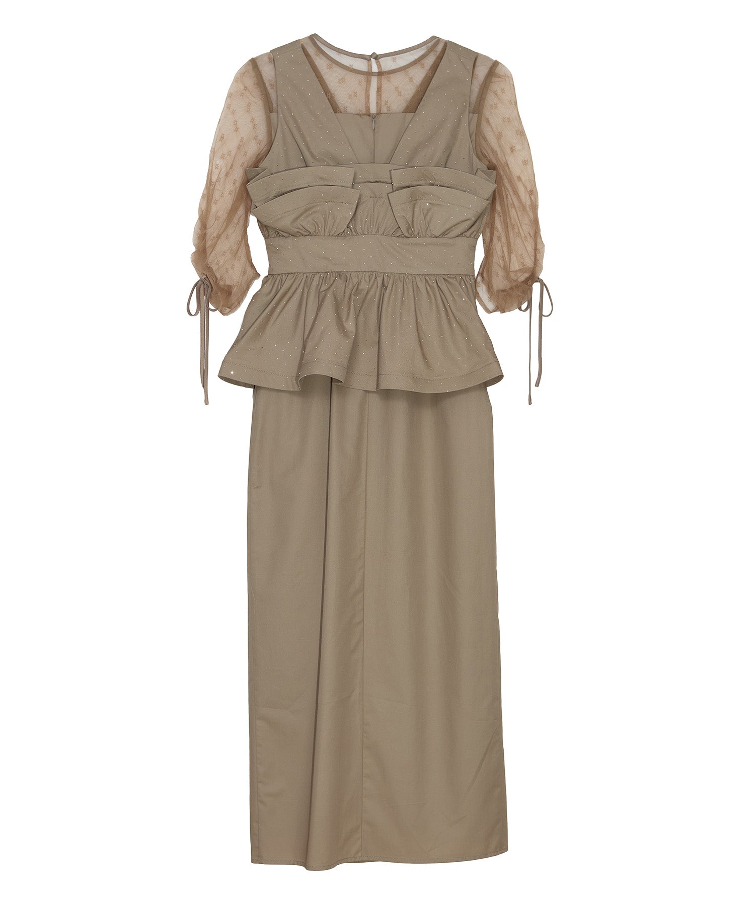 当日発送】ドットストーンペプラムチュールワンピース結婚式ドレス