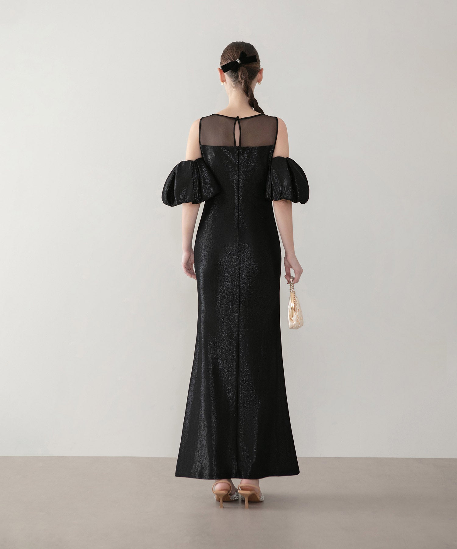 【LEJA LUXE】ラメシャイニーシアーデコルテマーメイドドレス