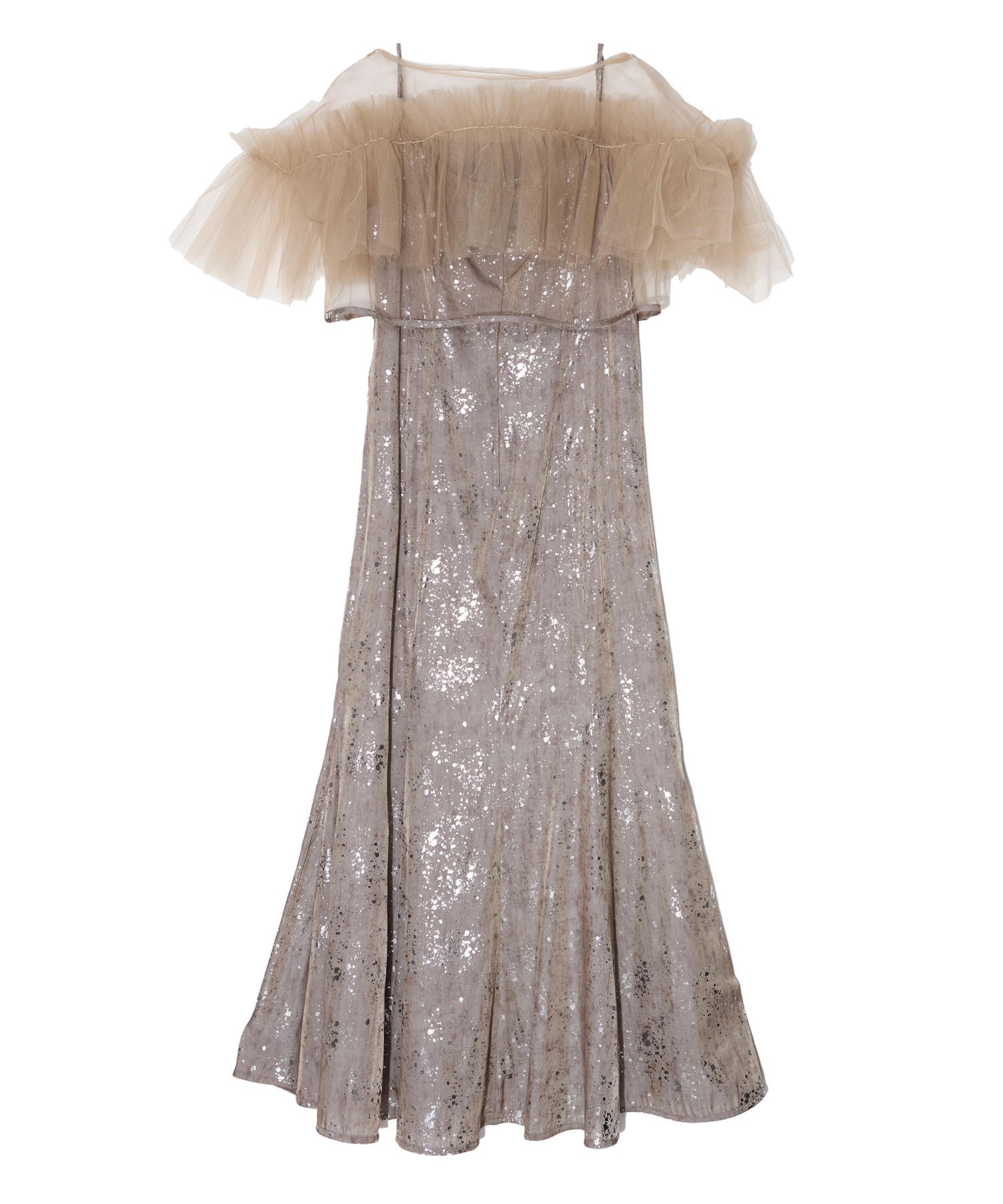 【当日発送】チュールフリルボレロペイントマーメイドワンピースドレス