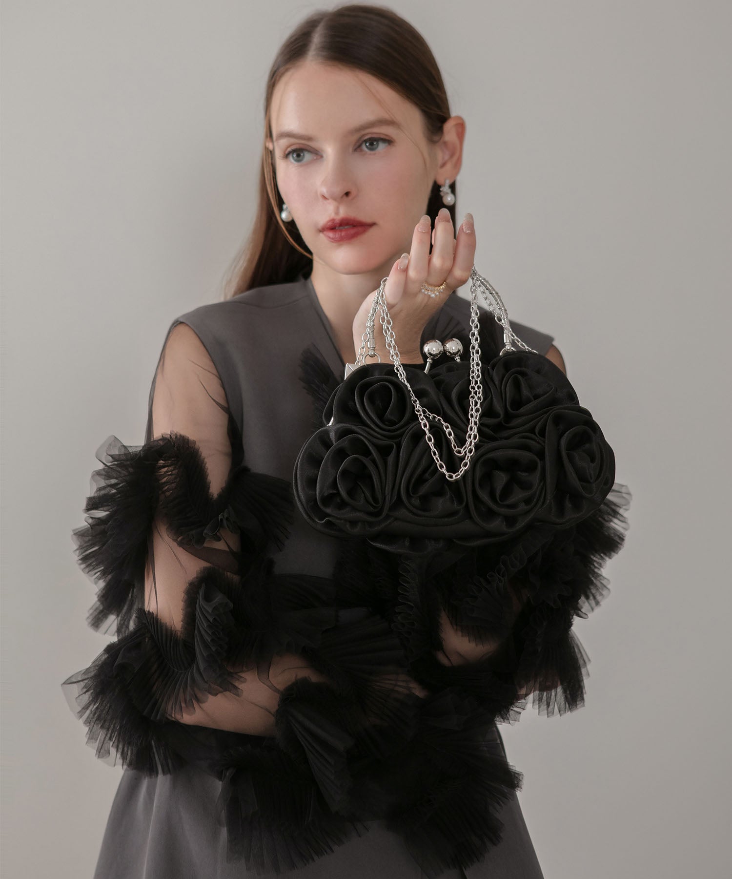 【予約販売】2WAYサテンローズバッグ