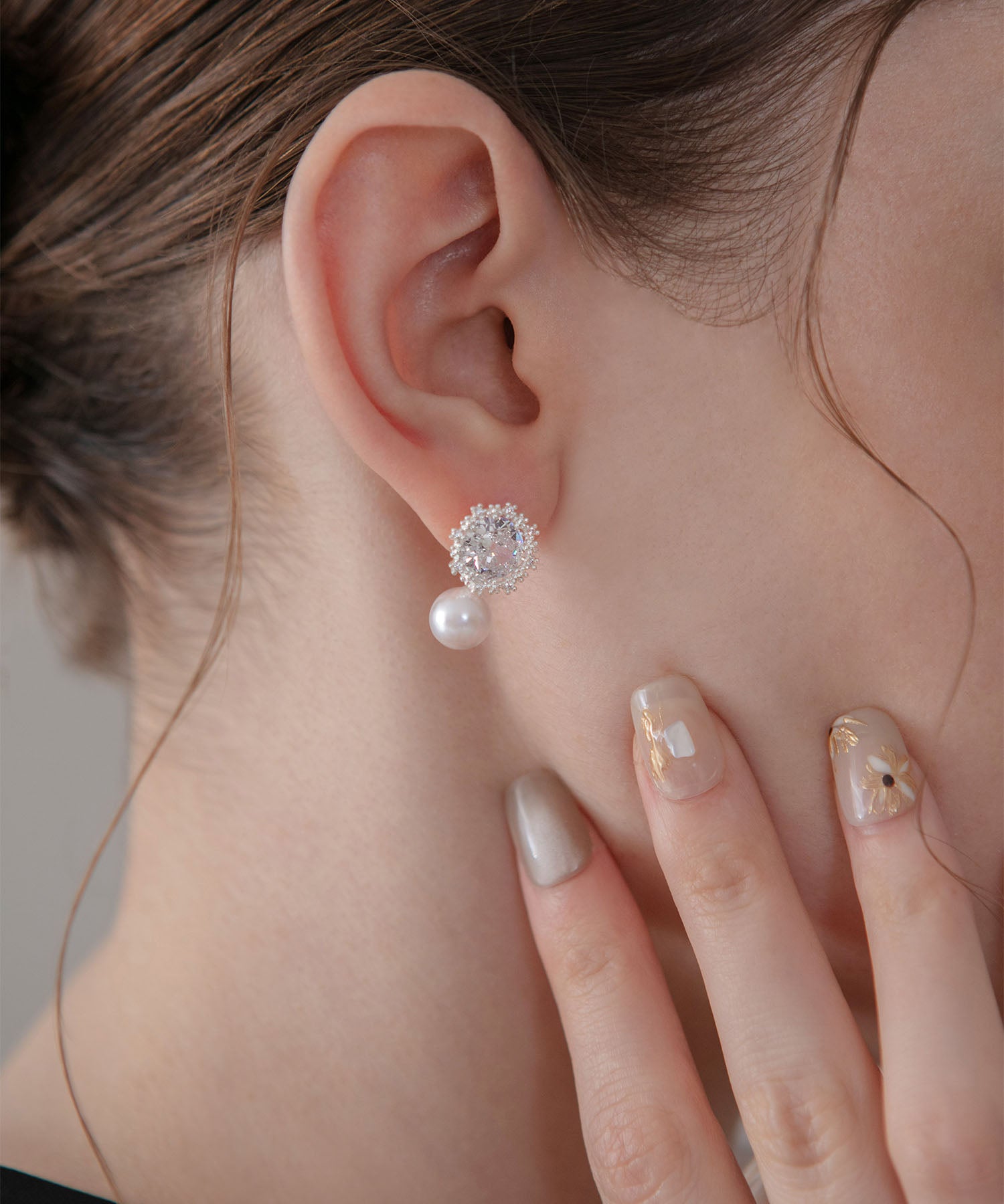 【当日発送】パールラウンドビジューピアス