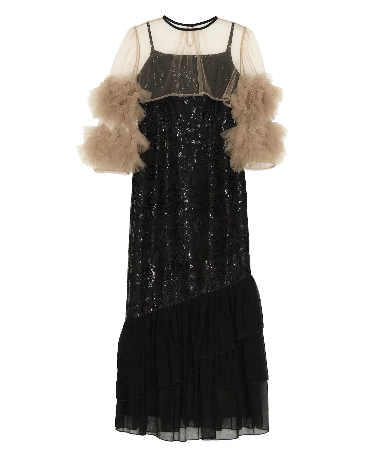 一部当日発送】フラワースパンコールチュールフリルスリーブIライン