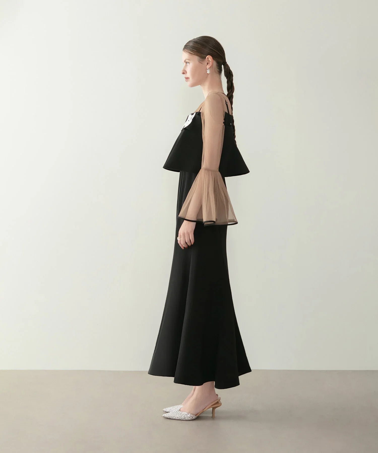 【当日発送】シアーブラウスエンブロイダリービスチェマーメイドワンピースドレス