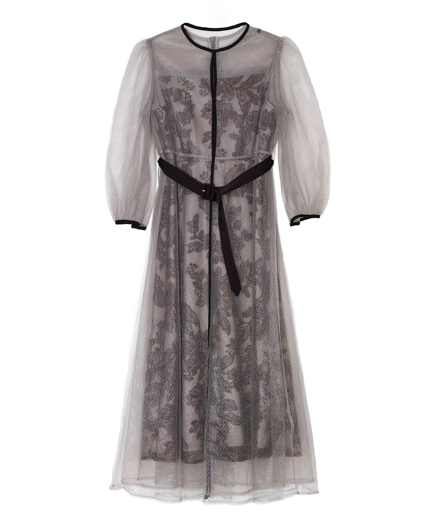 leja チュールパイピングリーフベルトAラインワンピースドレス 当日発送】チュールパイピングリーフベルトAラインワンピースドレス