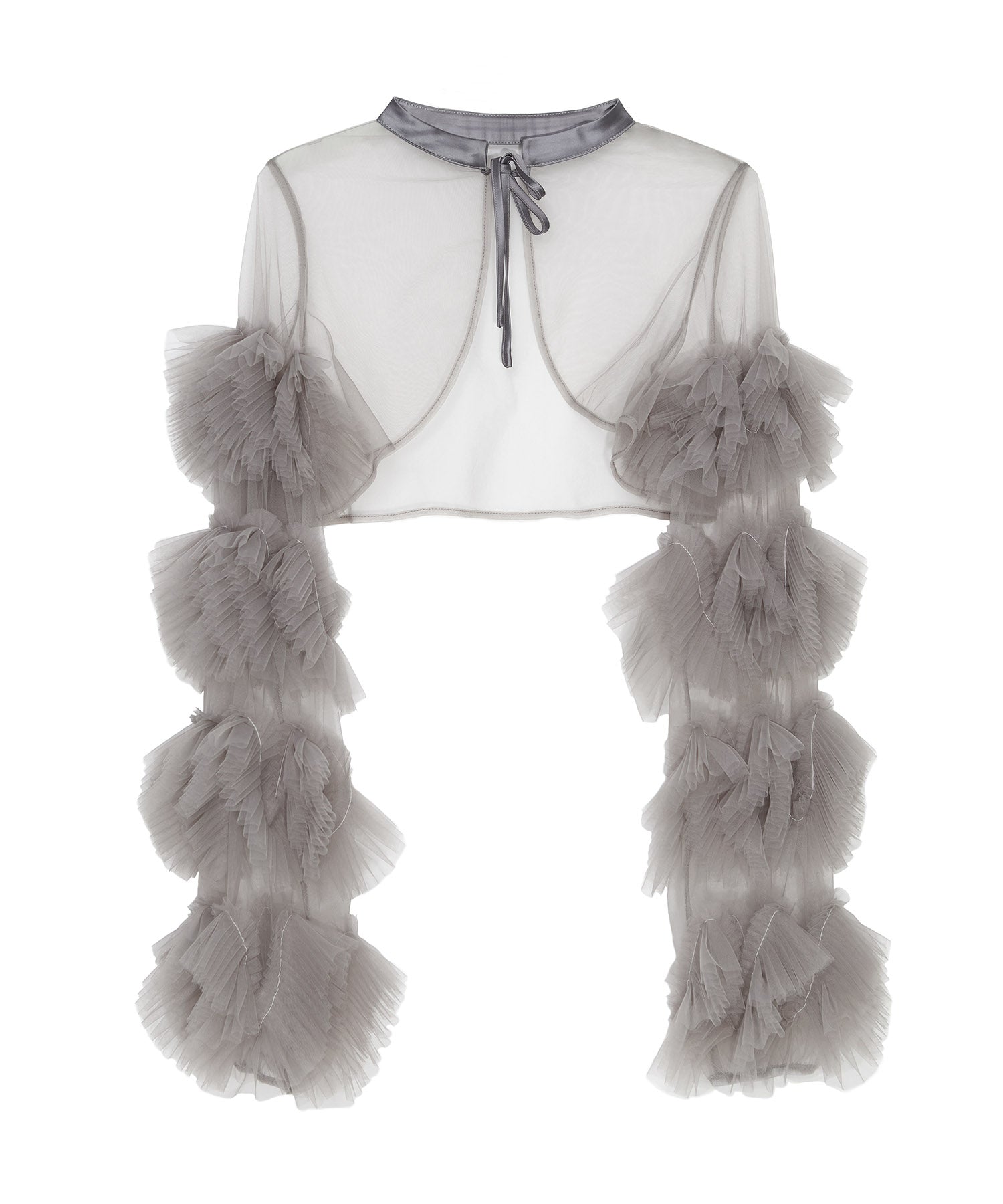 【一部当日発送】フリルチュールスリーブリボンIラインワンピースドレス