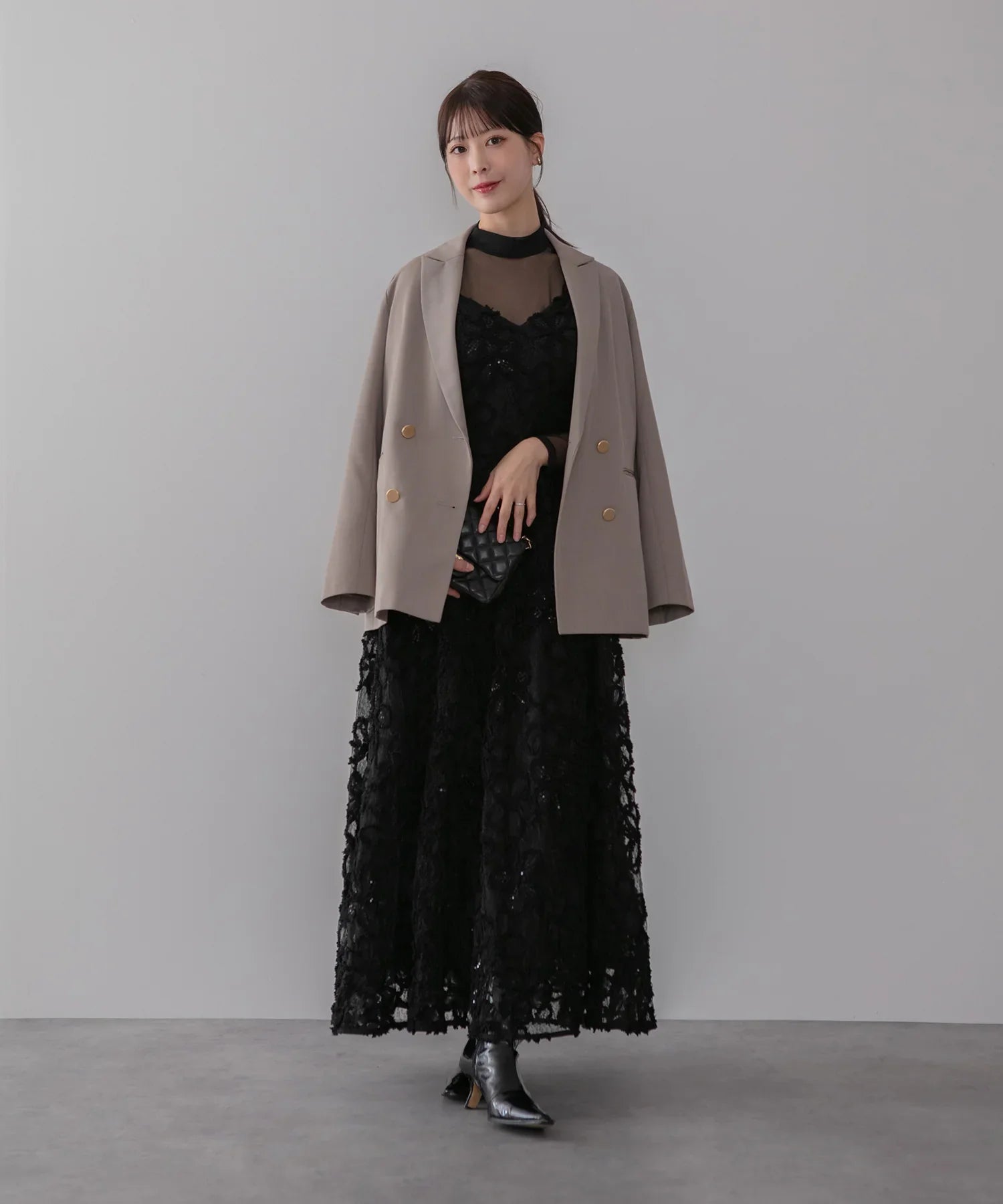 LEJA シアーフラワーレースレイヤードワンピース Leja（レジャ） ドレス 「LEJA」シアーフラワーレースレイヤード